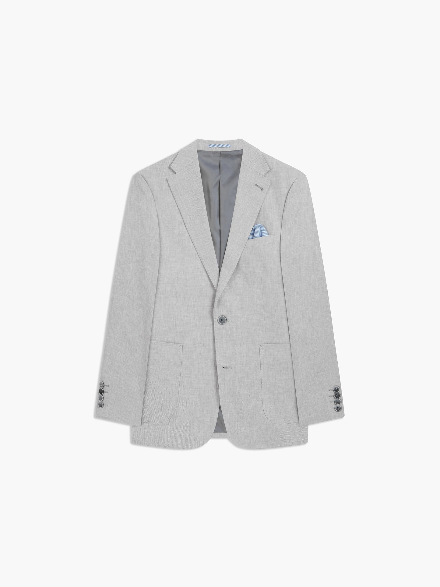 Image 7 of Slim Fit Single Breasted Linen Suit Jacket in Light Grey