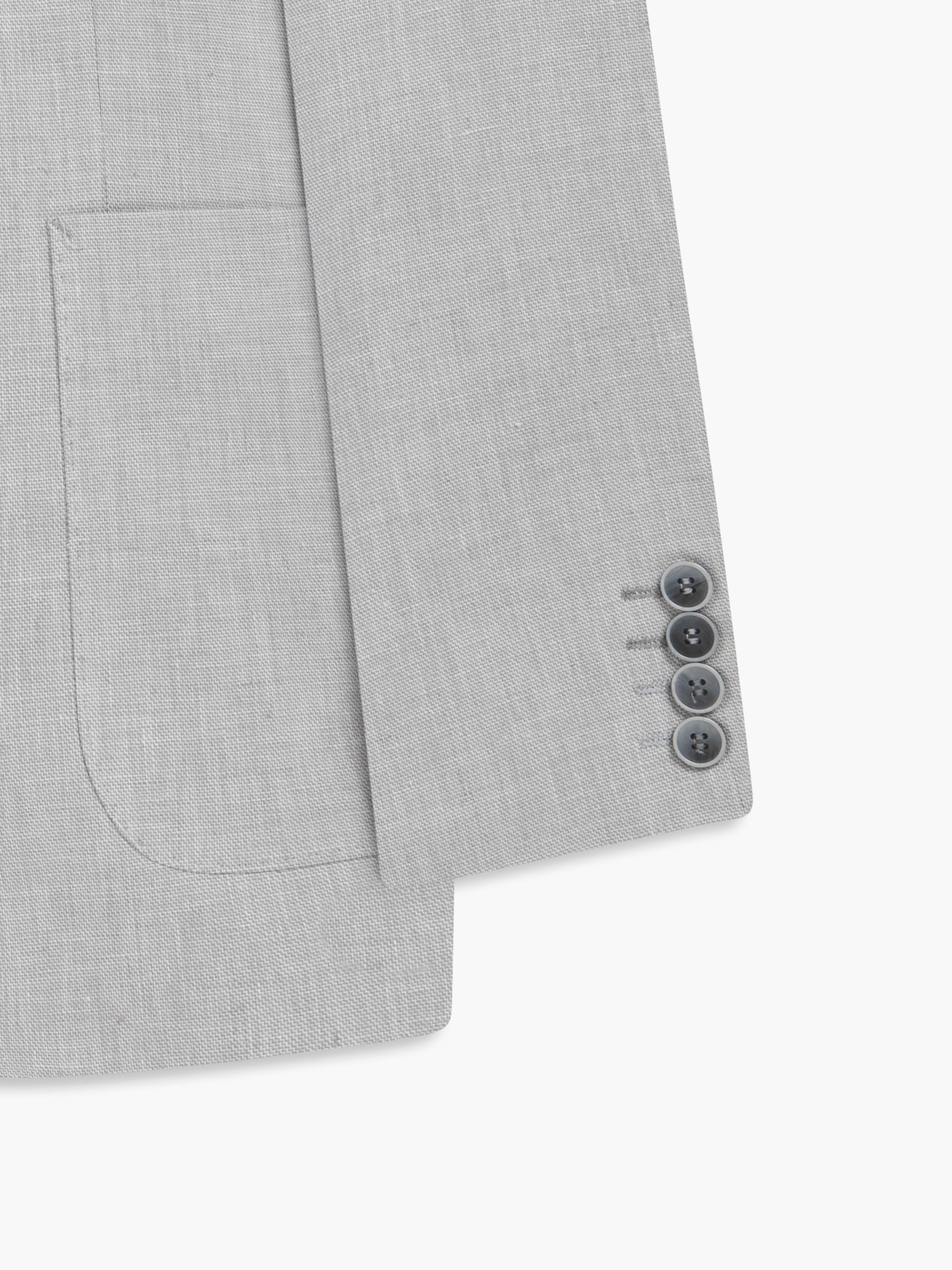 Image 9 of Slim Fit Single Breasted Linen Suit Jacket in Light Grey