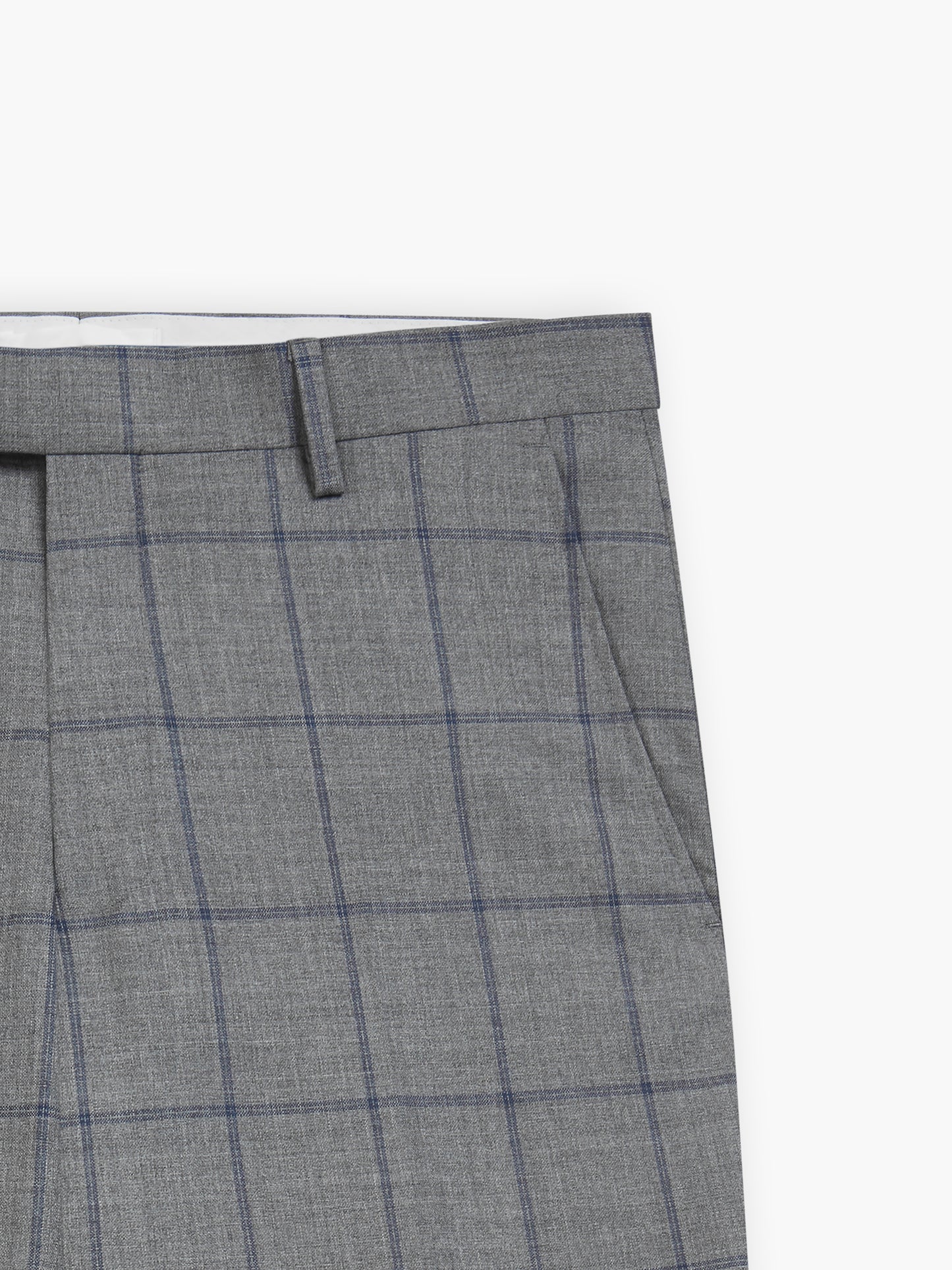 Niro Barberis Slim Fit Grey and Blue Windowpane Check Trouser