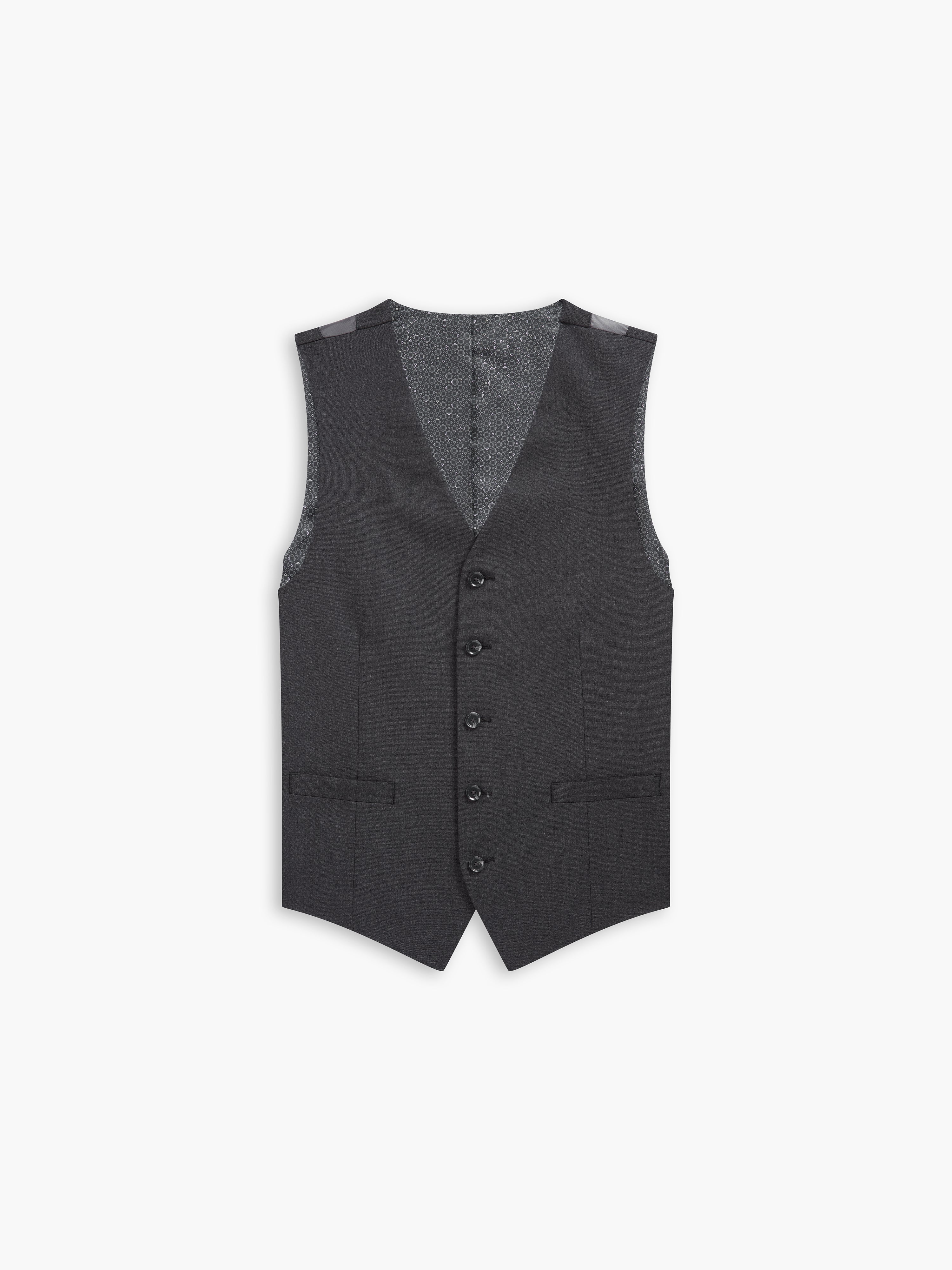 Edgeware Wool Slim Charcoal Waistcoat tmlewinuk