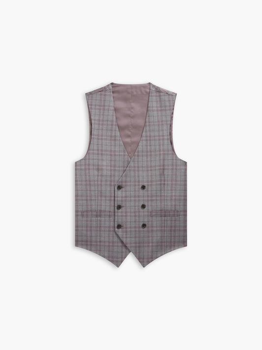 Highgrove Woven in Italy Slim Fit Grey Check Waistcoat