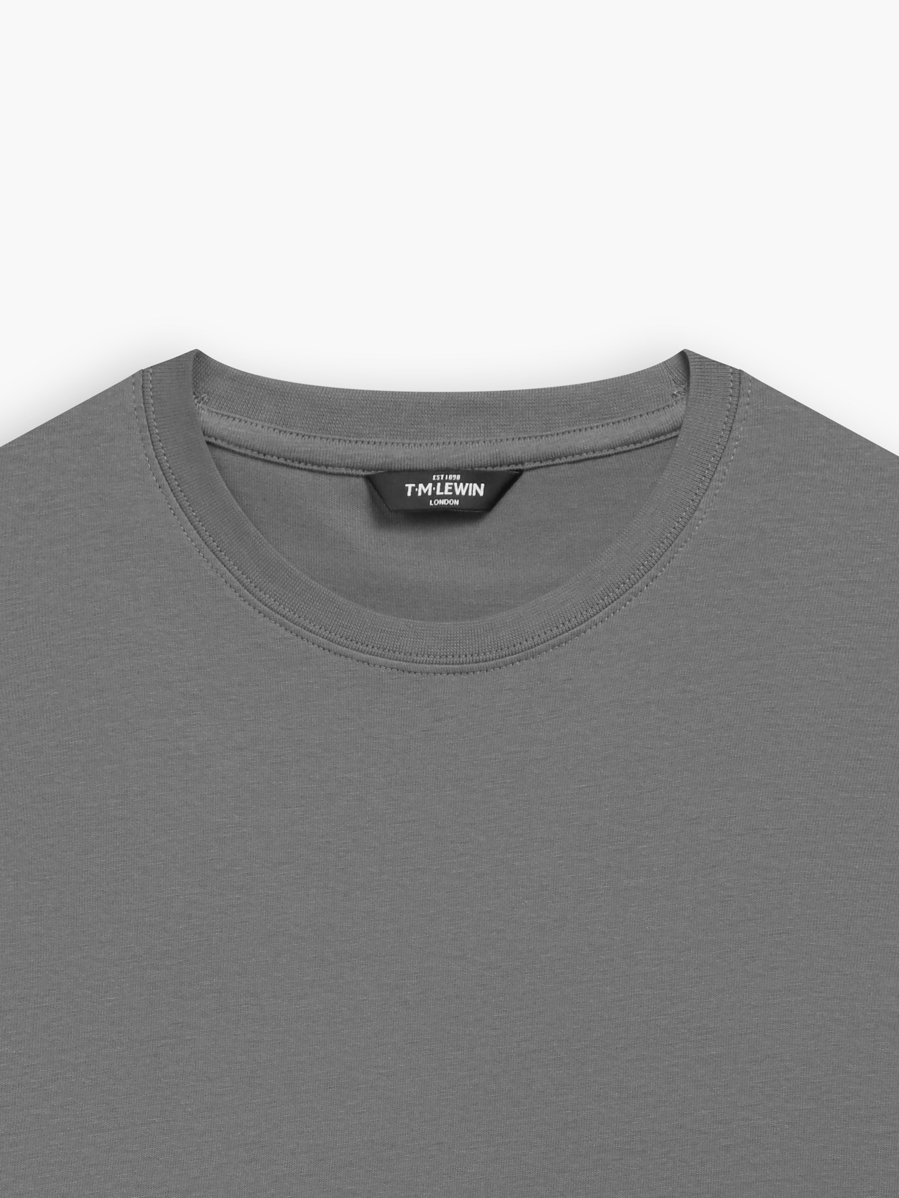 Grey Organic Cotton Crew Neck T Shirt tmlewinuk