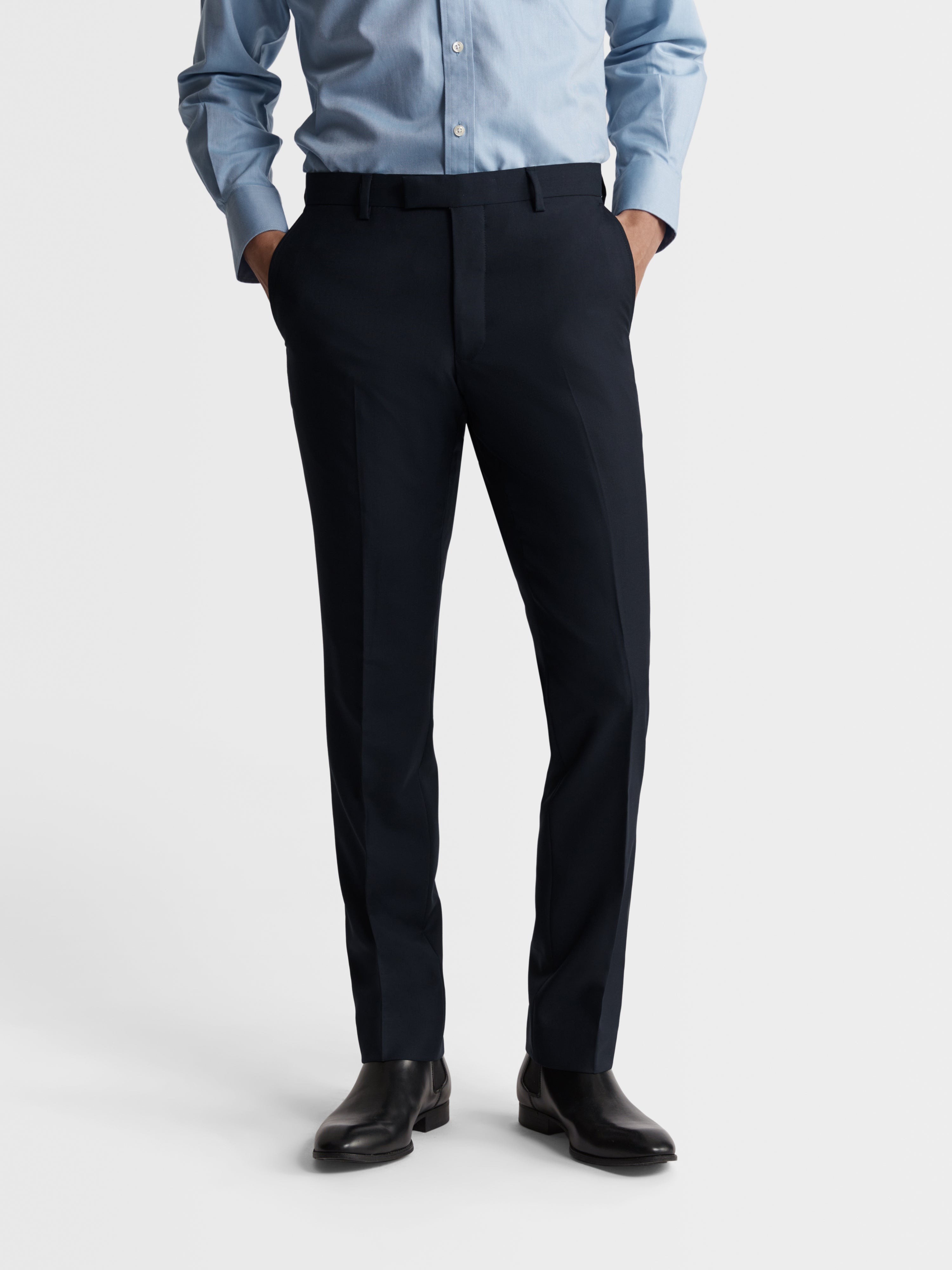 Charles Tyrwhitt Slim Fit Italian Luxury Textured Suit Trousers, Indigo, 38L