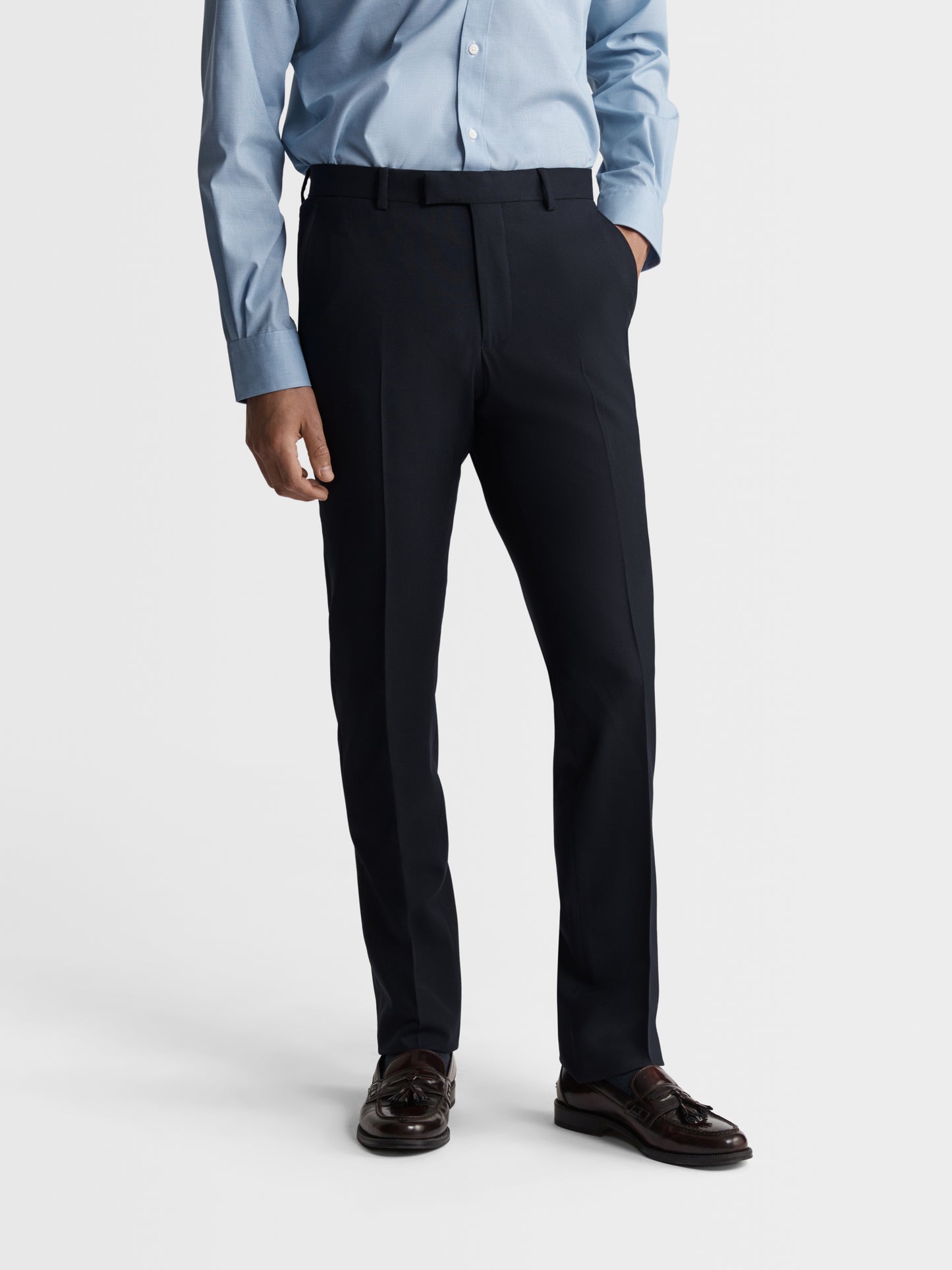 Leo Infinity Active Slim Fit Navy Trousers