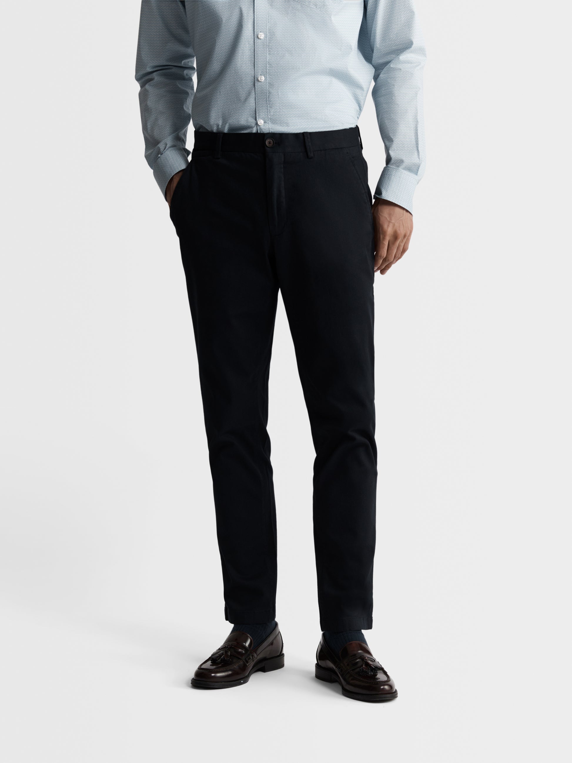 Image 1 of Moretti Extra Slim Fit Navy Textured Chino
