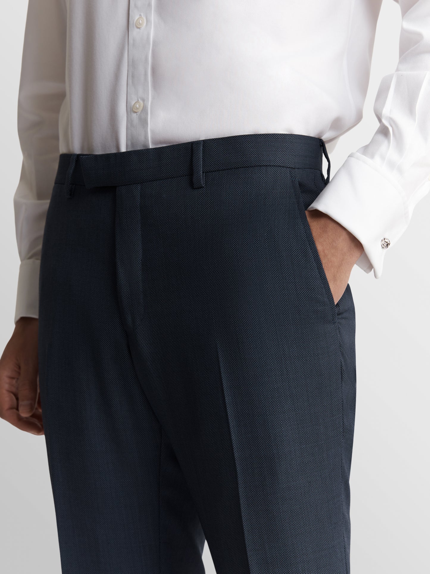 Image 2 of Hamlyn Infinity Slim Fit Denim Blue Birdseye Trousers