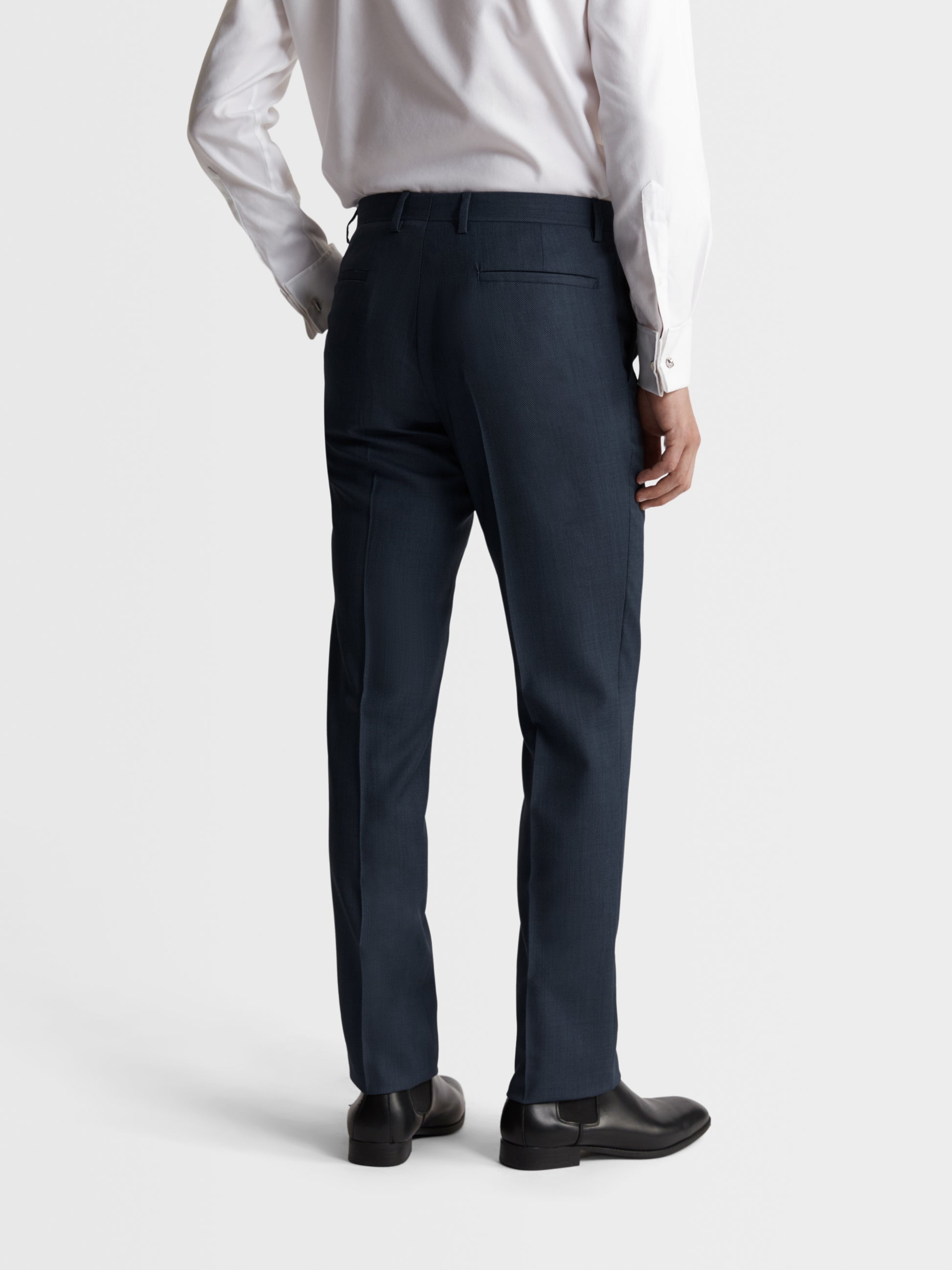 Image 3 of Hamlyn Infinity Slim Fit Denim Blue Birdseye Trousers