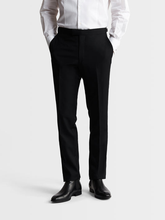 Image 1 of Draper Barberis Slim Fit Black Micro Texture Trouser