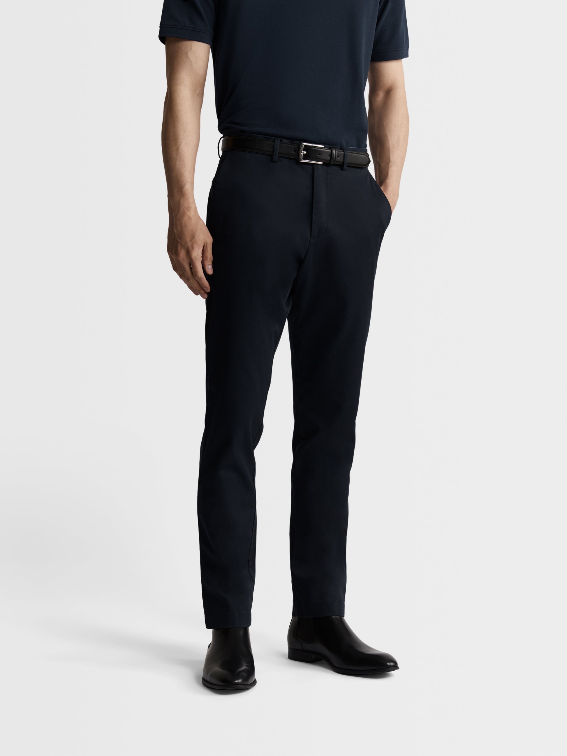 Image 6 of Moretti Extra Slim Fit Navy Textured Chino