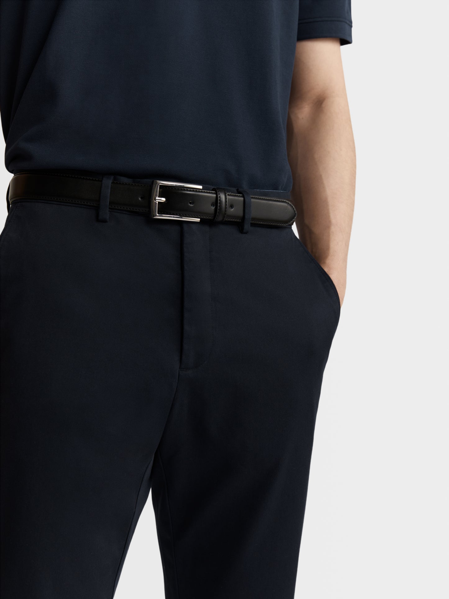 Image 4 of Moretti Extra Slim Fit Navy Textured Chino