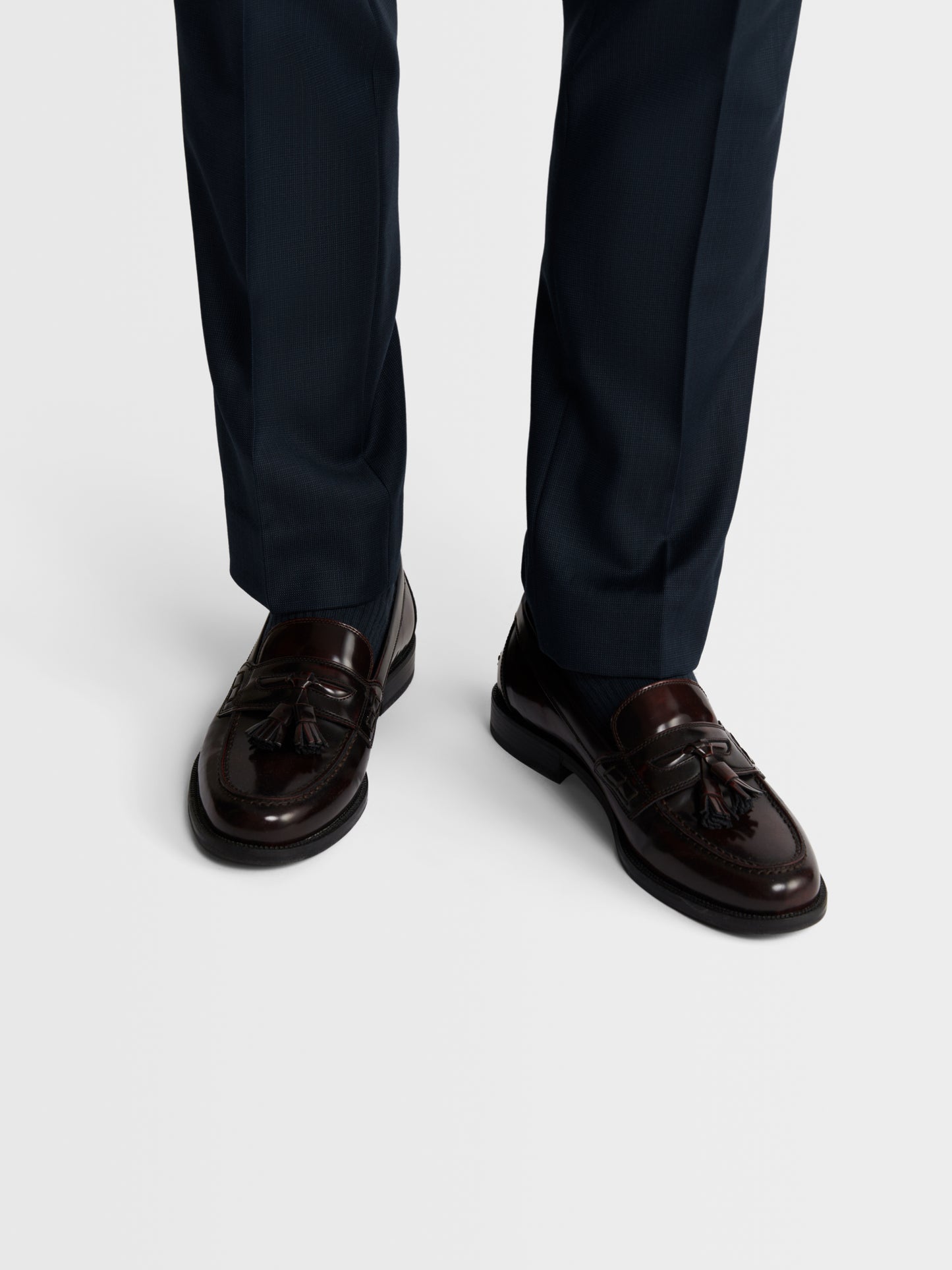 Image 3 of Maxwell Infinity Active Slim Fit Navy Textured Trousers