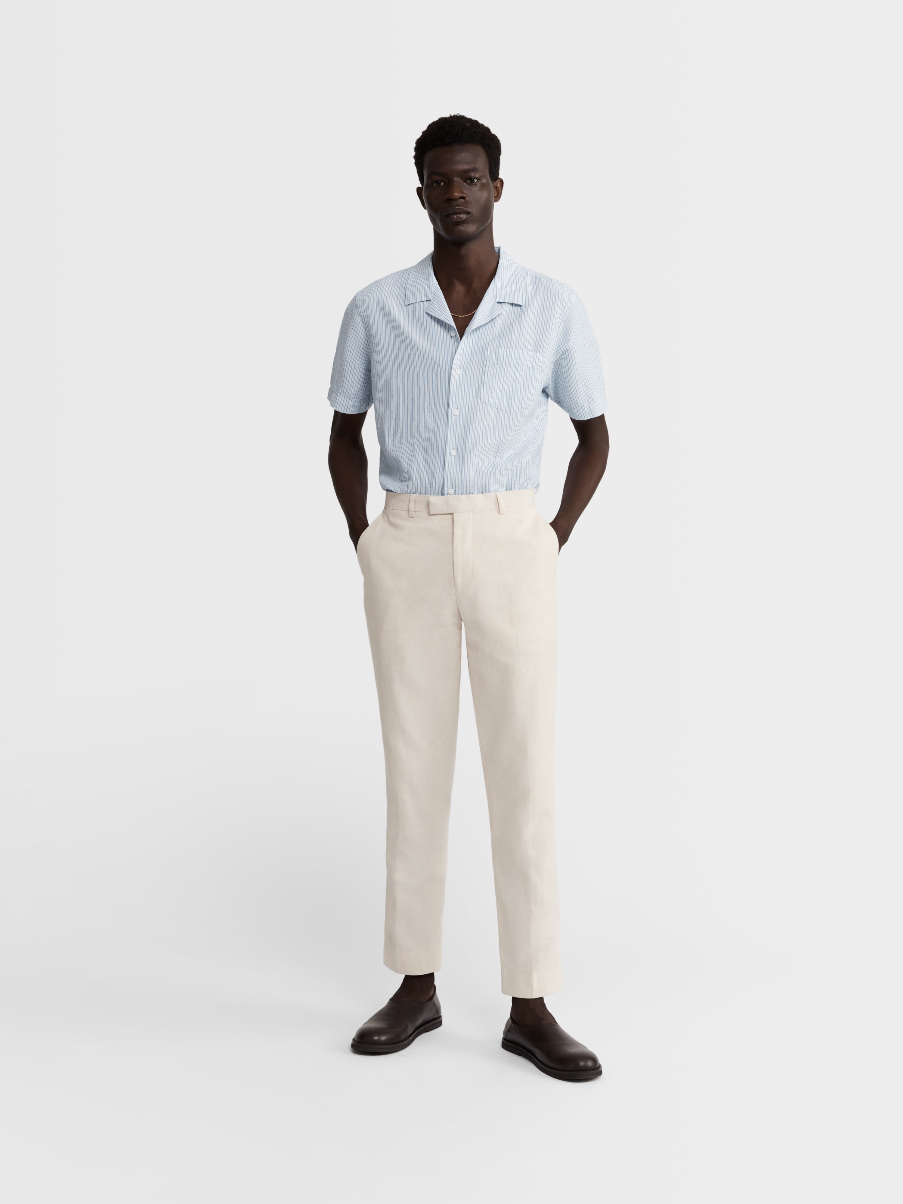 John Lewis Linen Regular Fit Suit Trousers, Stone at John Lewis & Partners