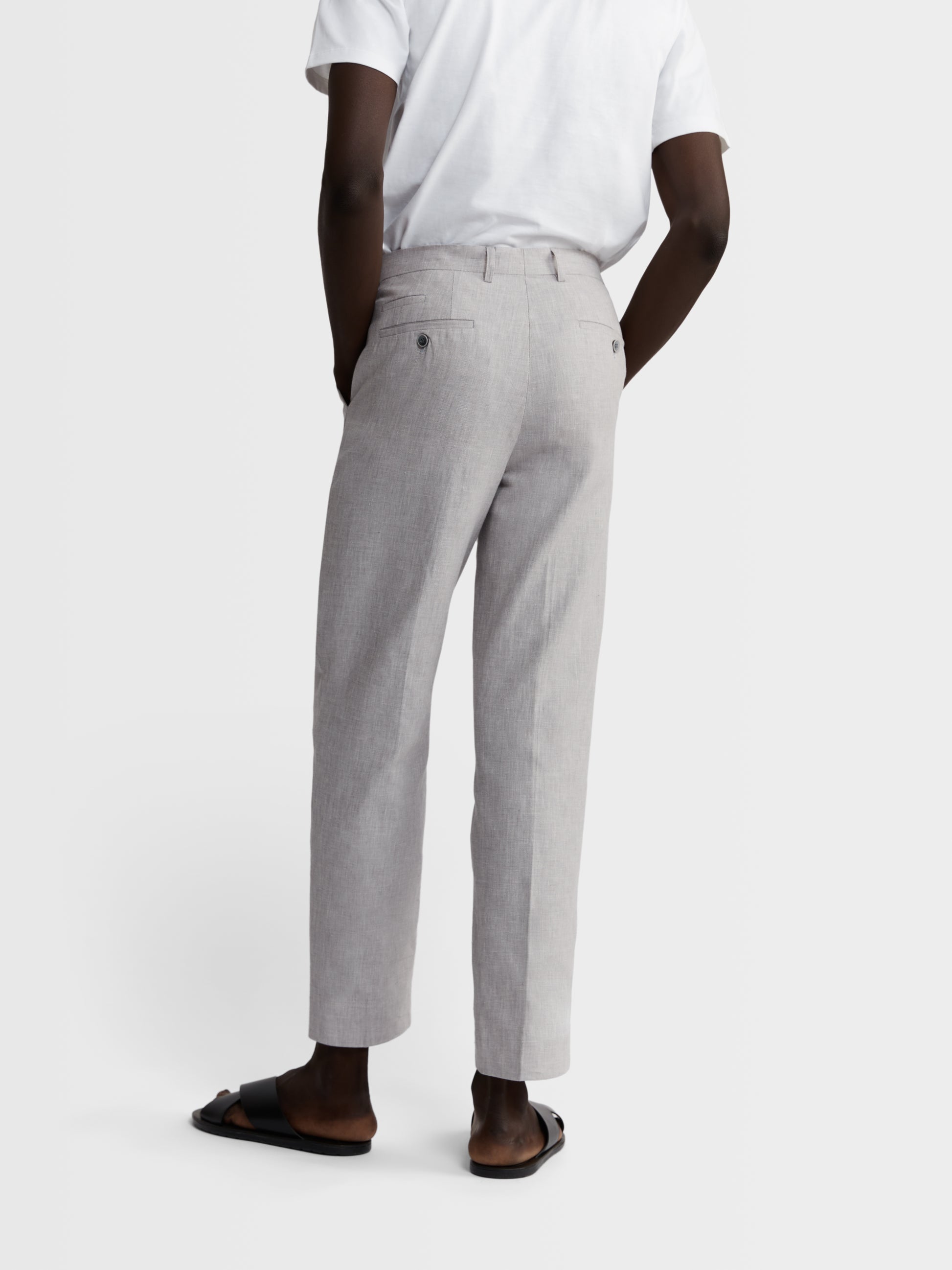 Image 2 of Slim Fit Linen Suit Trousers in Light Grey