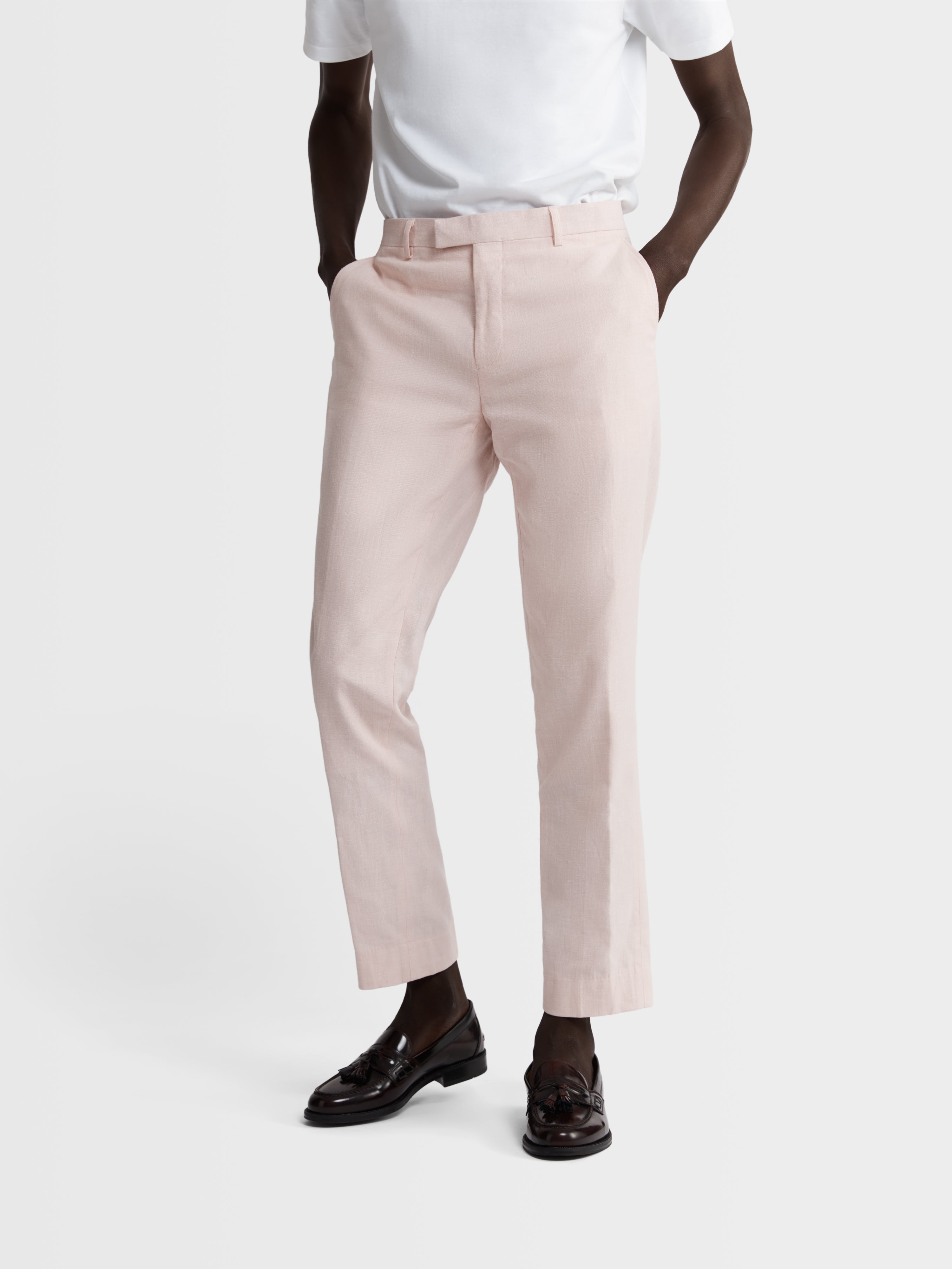 Archer Linen-Blend Slim Pink Suit Trouser