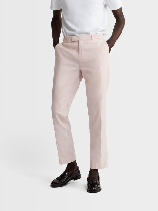 Image 1 of Slim Fit Linen Suit Trousers in Light Pink