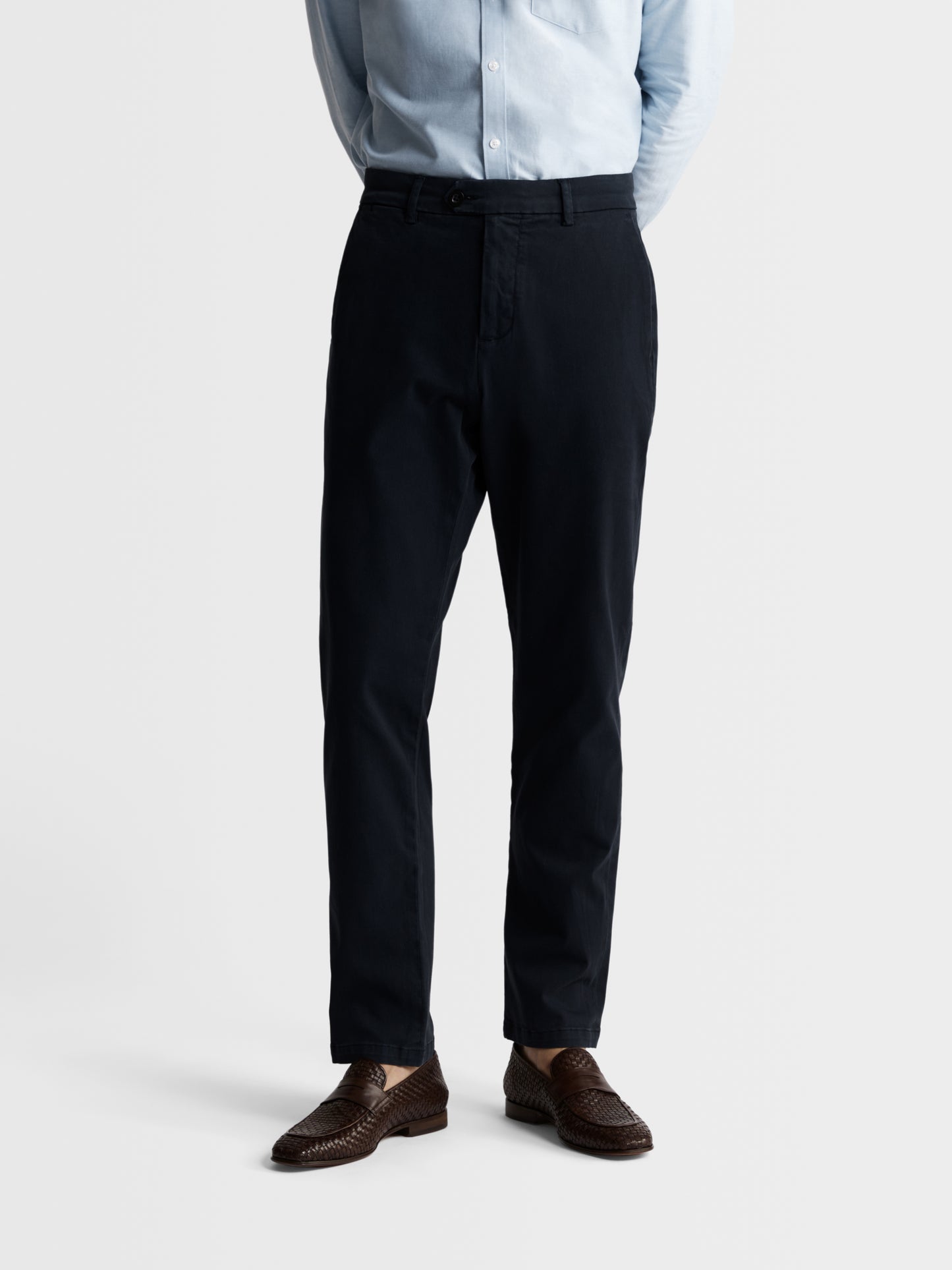 Image 1 of Slim Fit Navy Blue Chinos