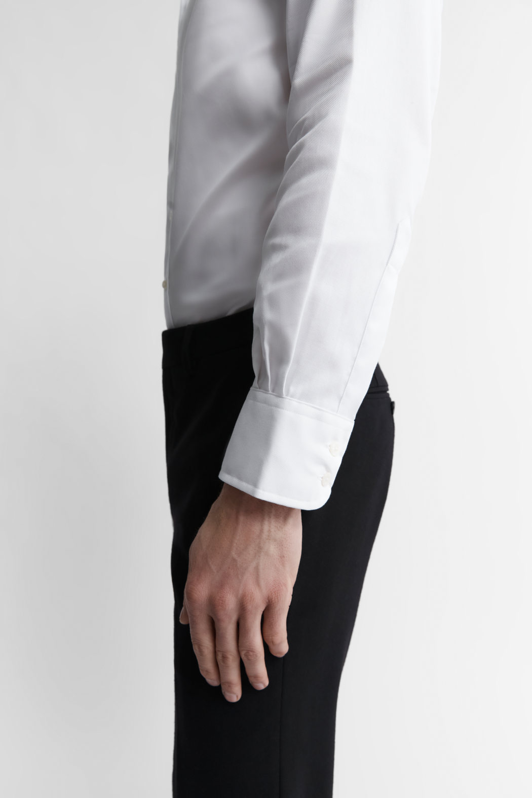 Image 5 of White Fine Twill Slim Fit Single Cuff Classic Collar Shirt