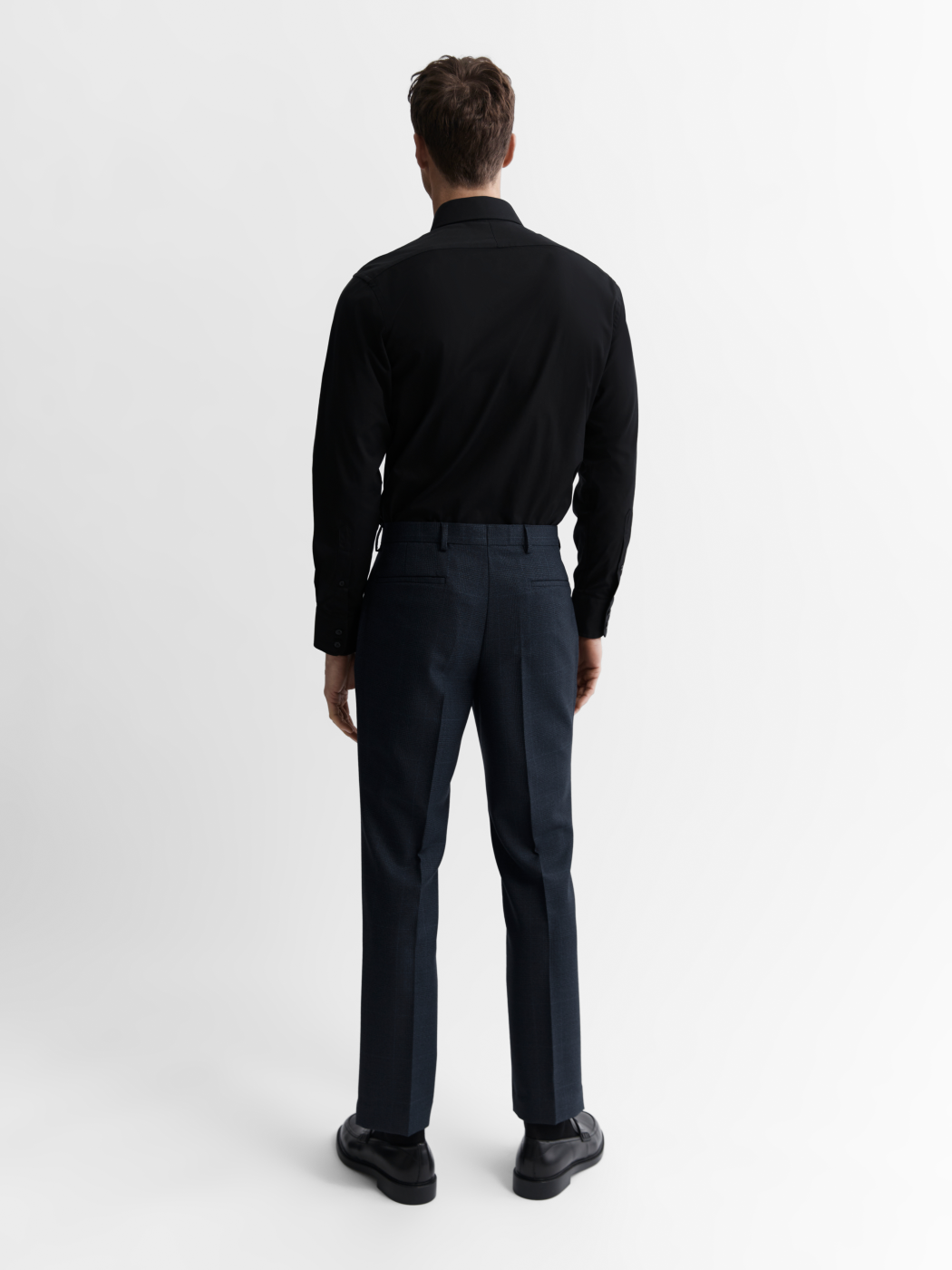 Image 3 of Black Poplin Slim Fit Single Cuff Classic Collar Shirt
