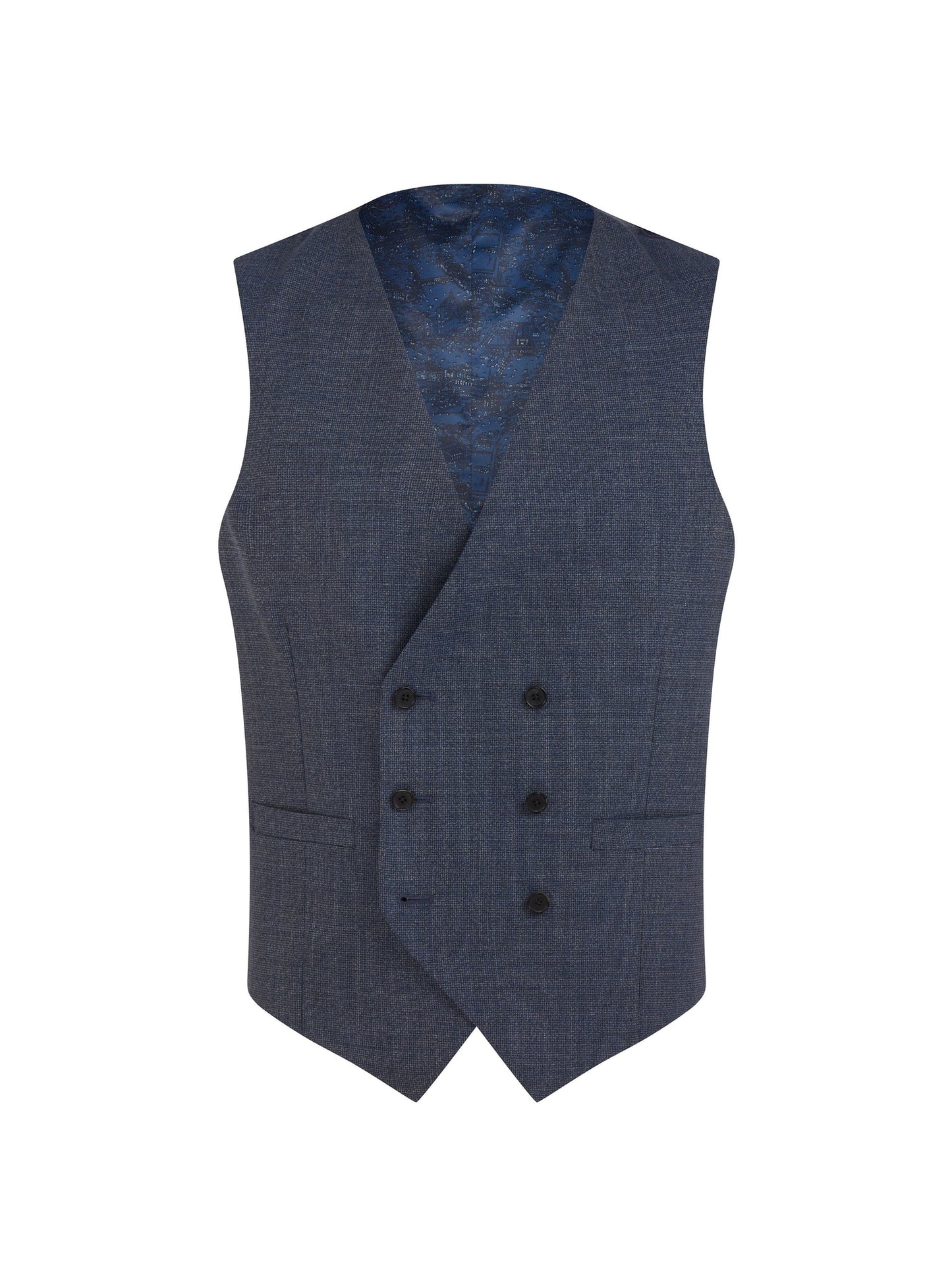 Caselli Zegna Slim Fit Navy Blue Textured Waistcoat