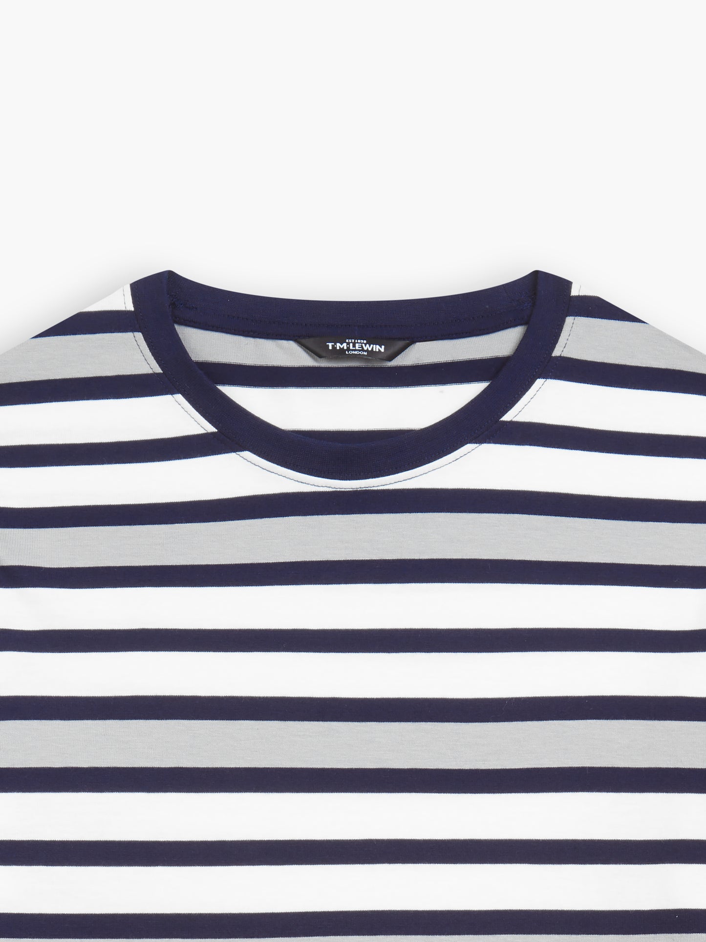 Grey Stripe Organic Cotton Crew Neck T-Shirt