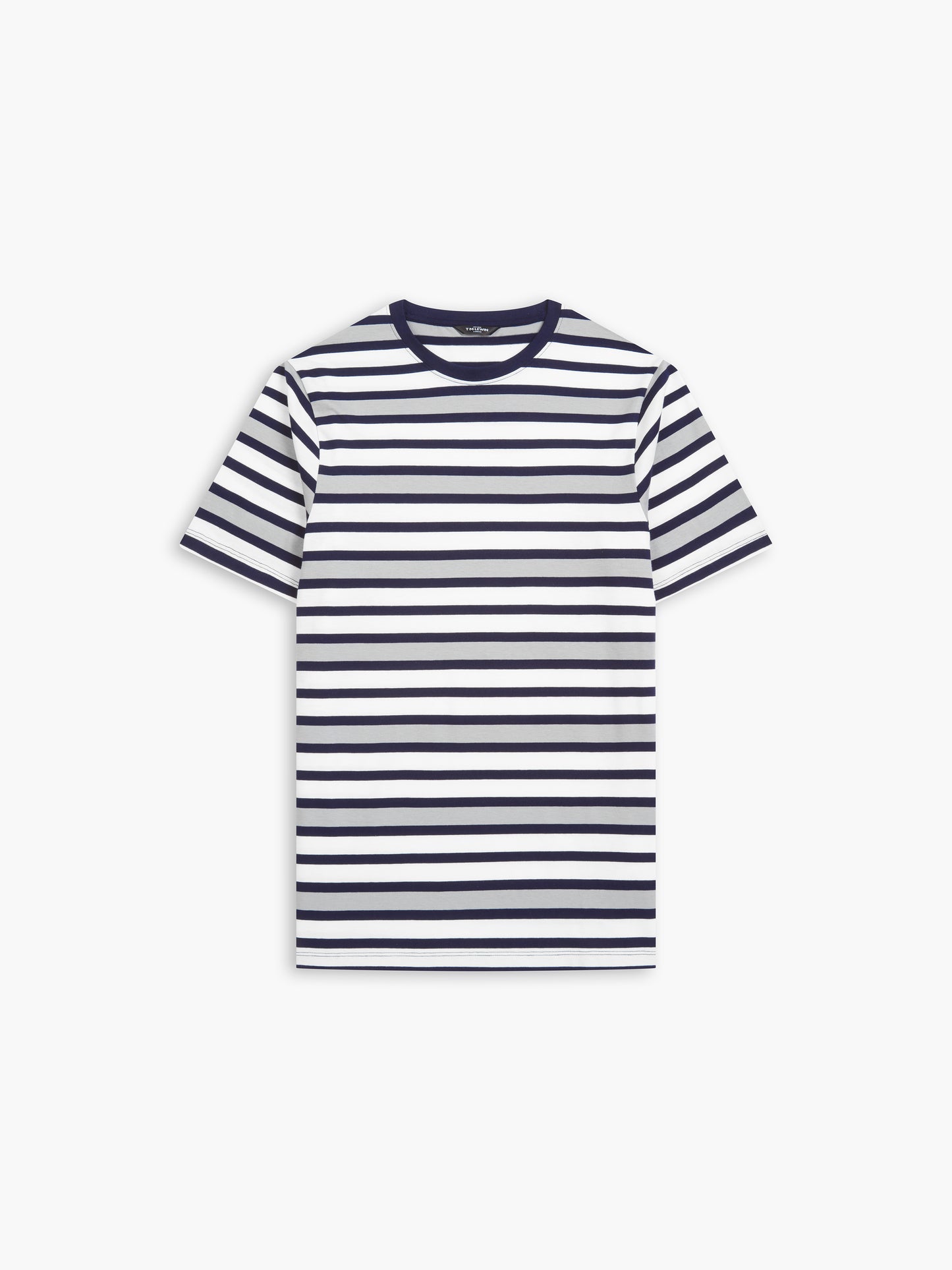 Grey Stripe Organic Cotton Crew Neck T-Shirt