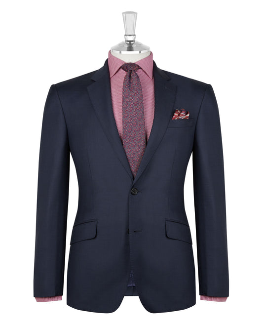 The Dorchester Zegna Slim Fit Navy Sharkskin Jacket