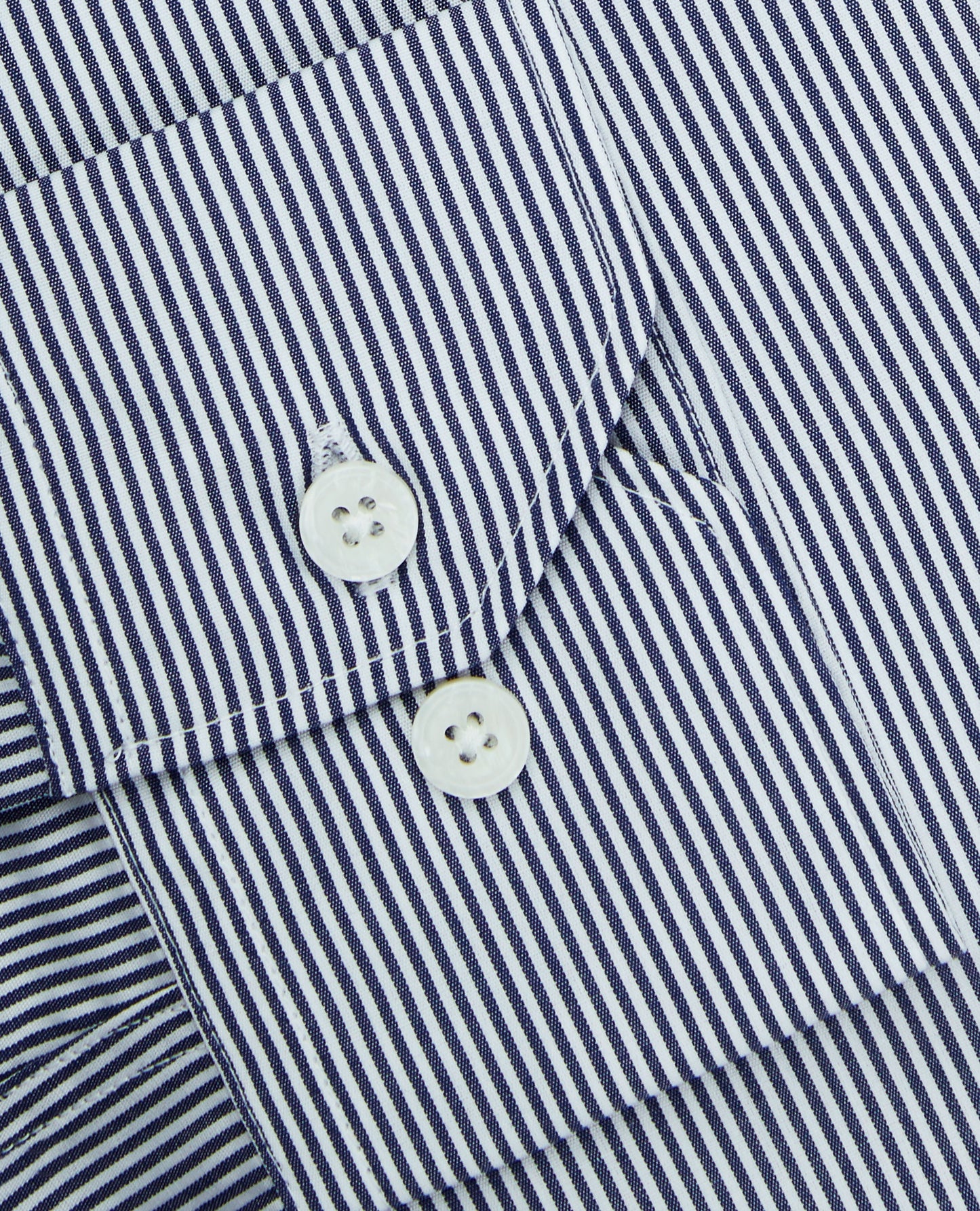 Navy Blue Mini Bengal Stripe Plain Weave Slim Fit Single Cuff Classic Collar Shirt