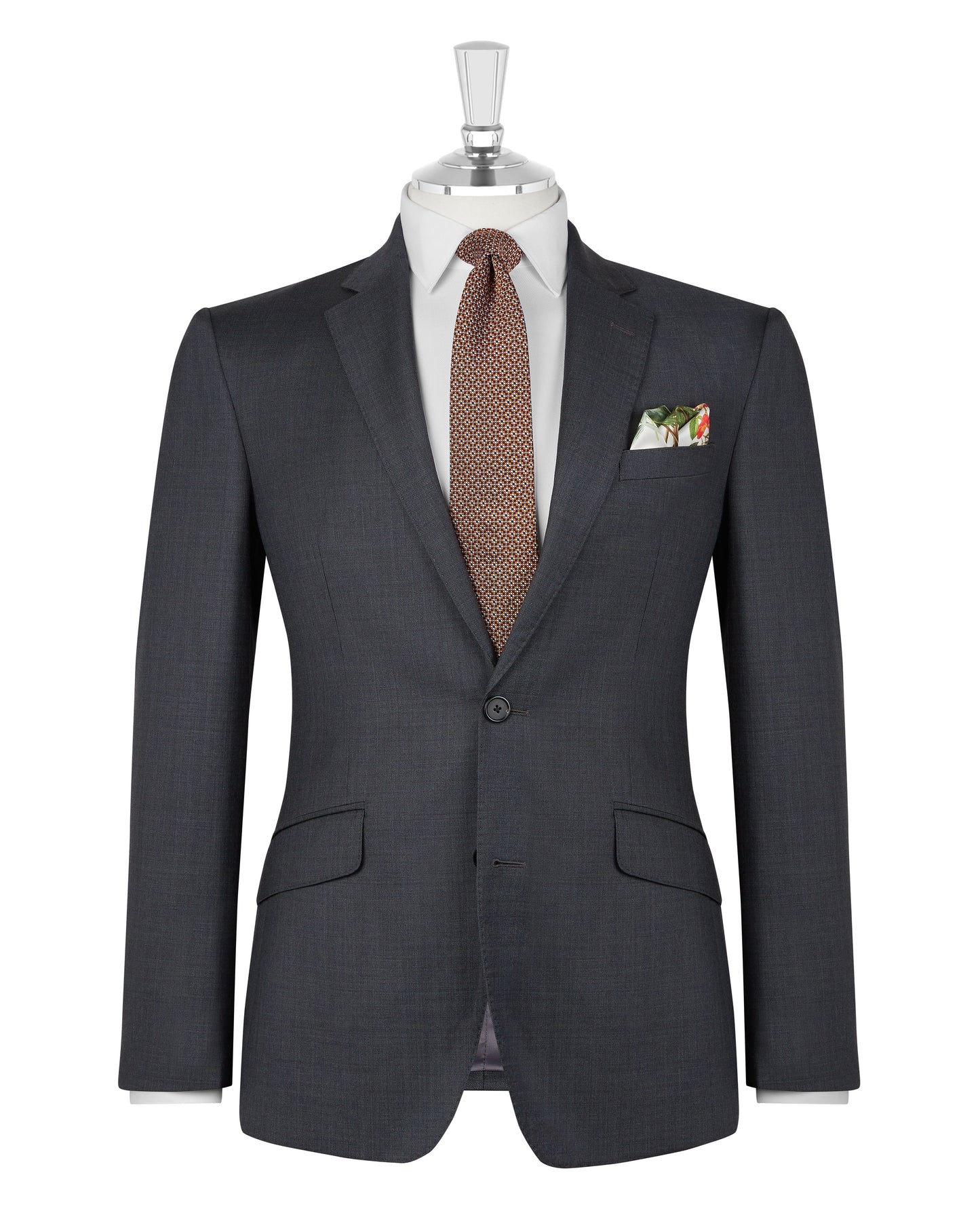 The Kingsway Zegna Slim Fit Charcoal Sharkskin Jacket