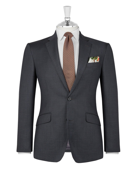 The Kingsway Zegna Slim Fit Charcoal Sharkskin Jacket