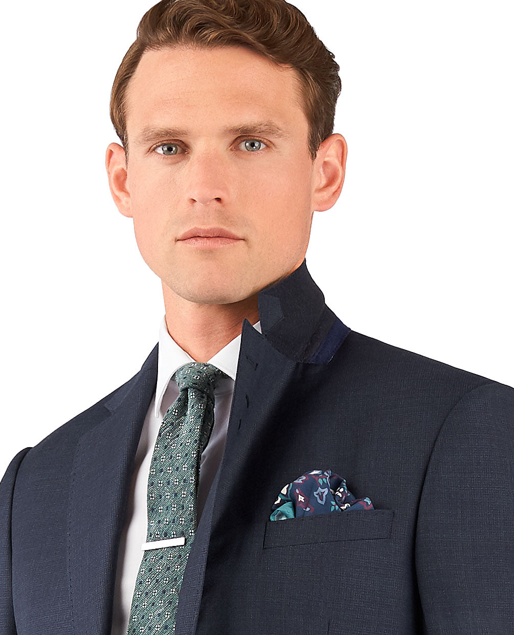 The Manzoni Zegna Slim Fit Navy Grid Jacket
