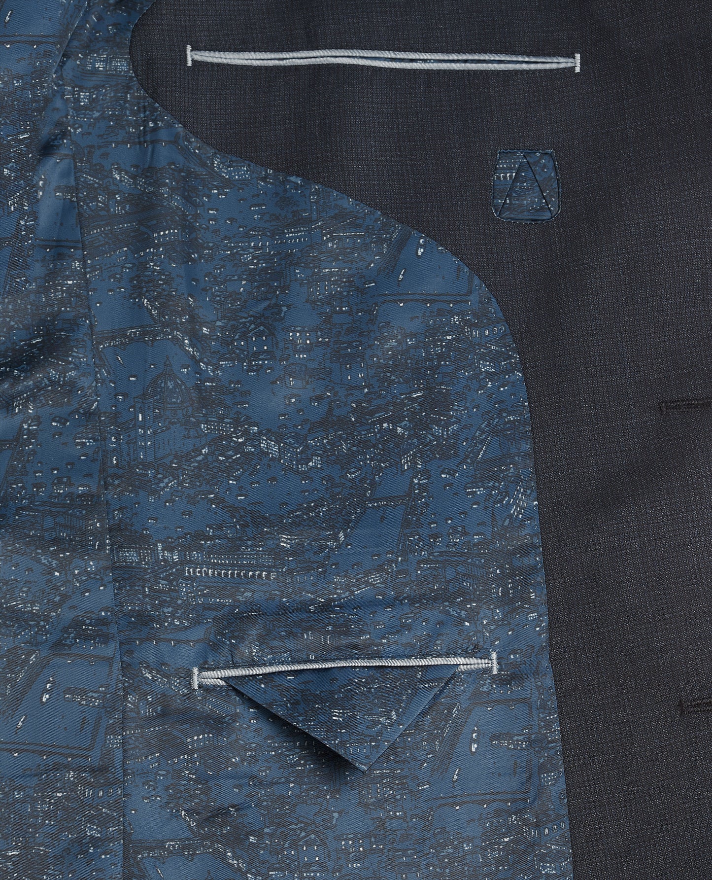 The Manzoni Zegna Slim Fit Navy Grid Jacket
