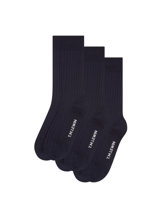 3 Pack Cotton Ribbed Socks