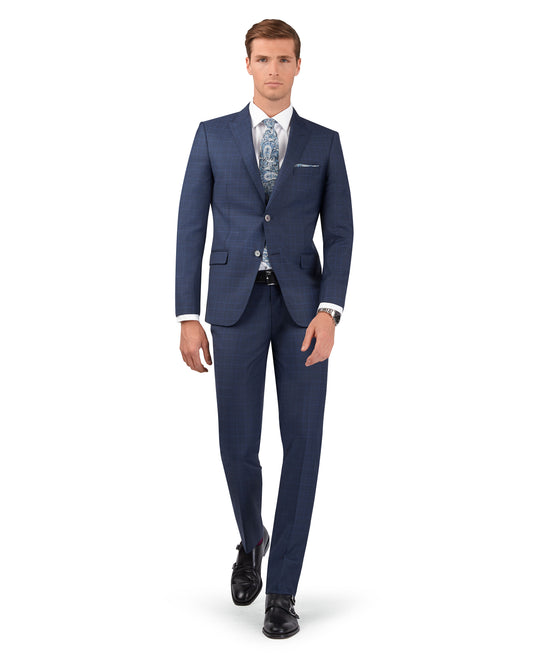 The Peacock Slim Fit Blue Check Jacket