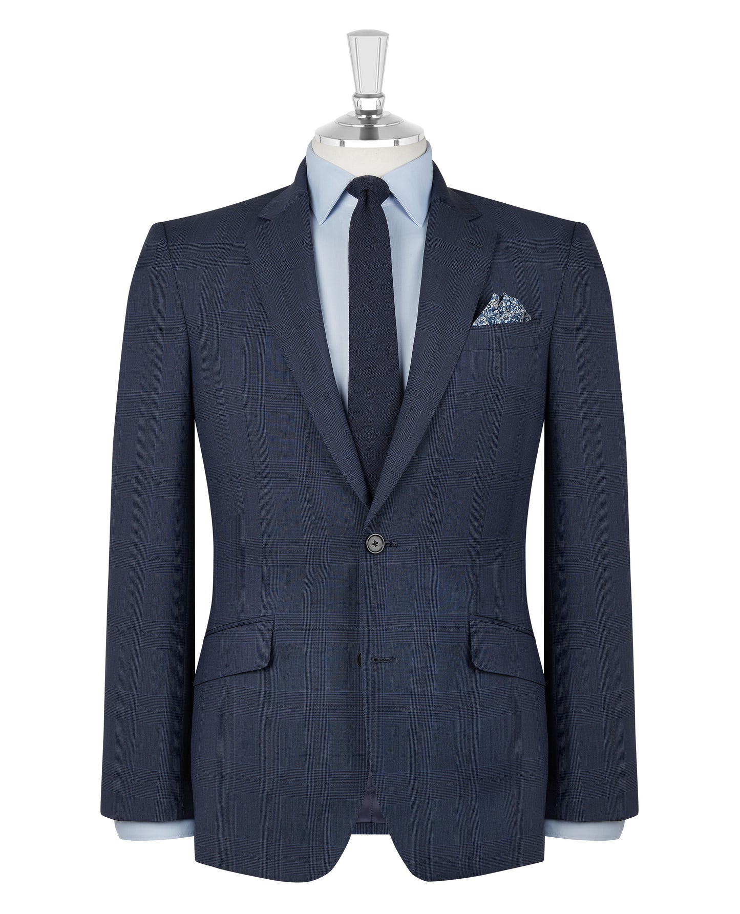 The Roehampton Slim Fit Denim Blue Check Suit Jacket