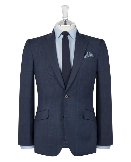 The Roehampton Slim Fit Denim Blue Check Suit Jacket