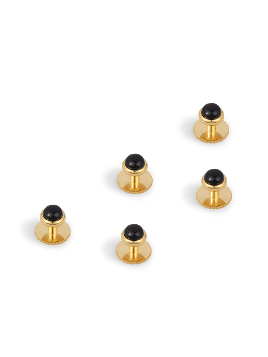 The Black Enamel Gold Dress Studs