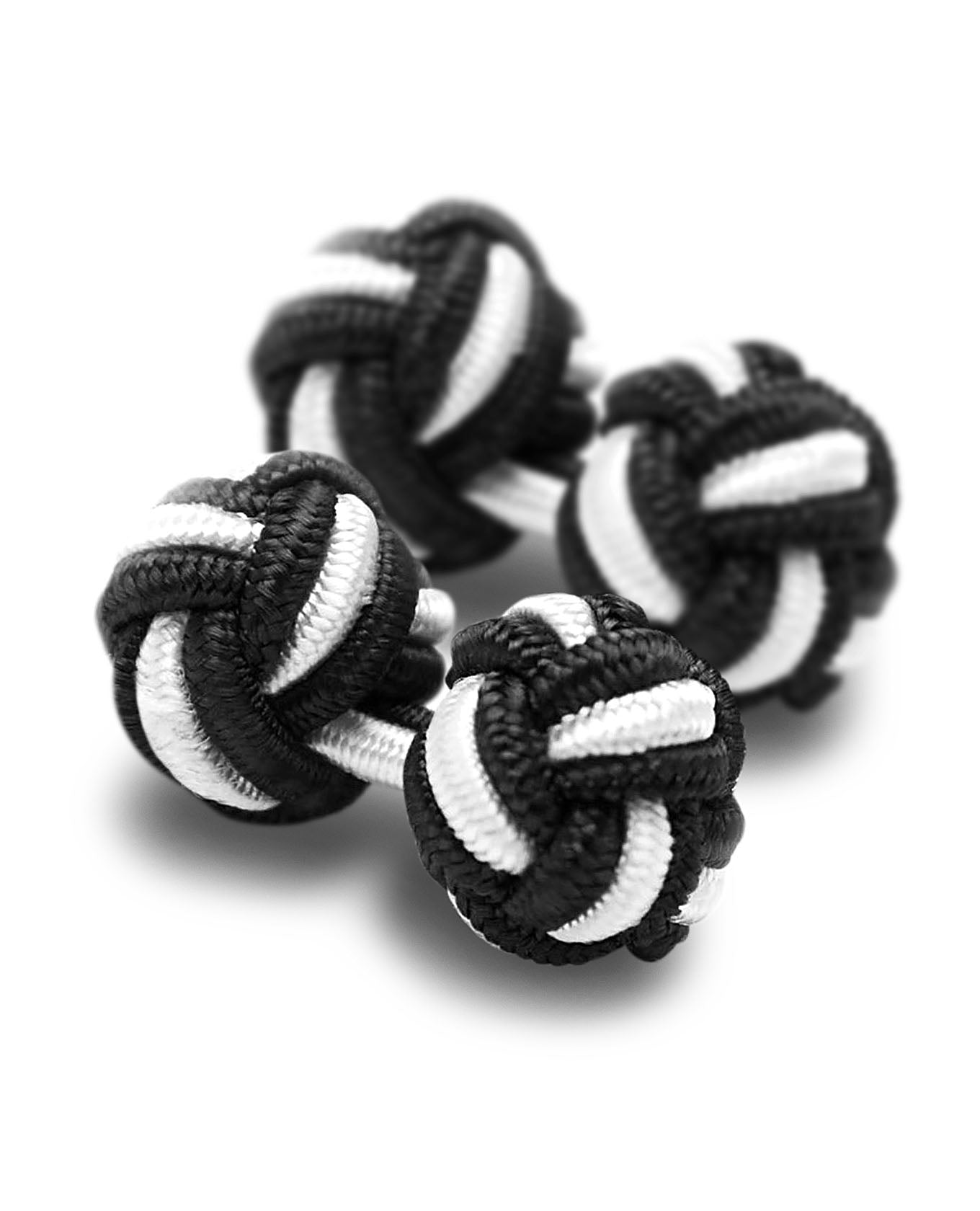 Image 1 of Silk Round Knots Black White
