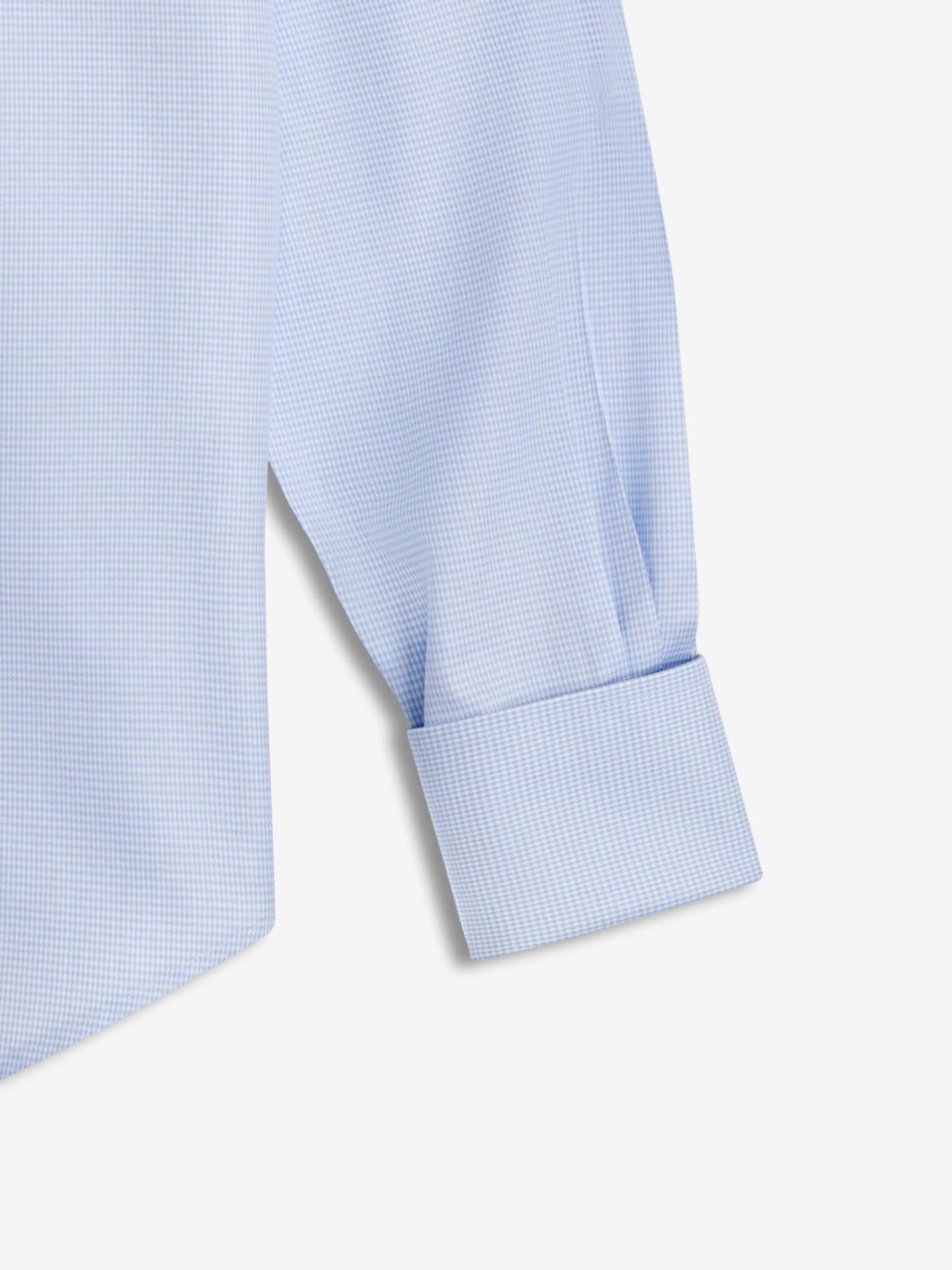 Image 9 of Non-Iron Light Blue Dogtooth Twill Slim Fit Double Cuff Classic Collar Shirt