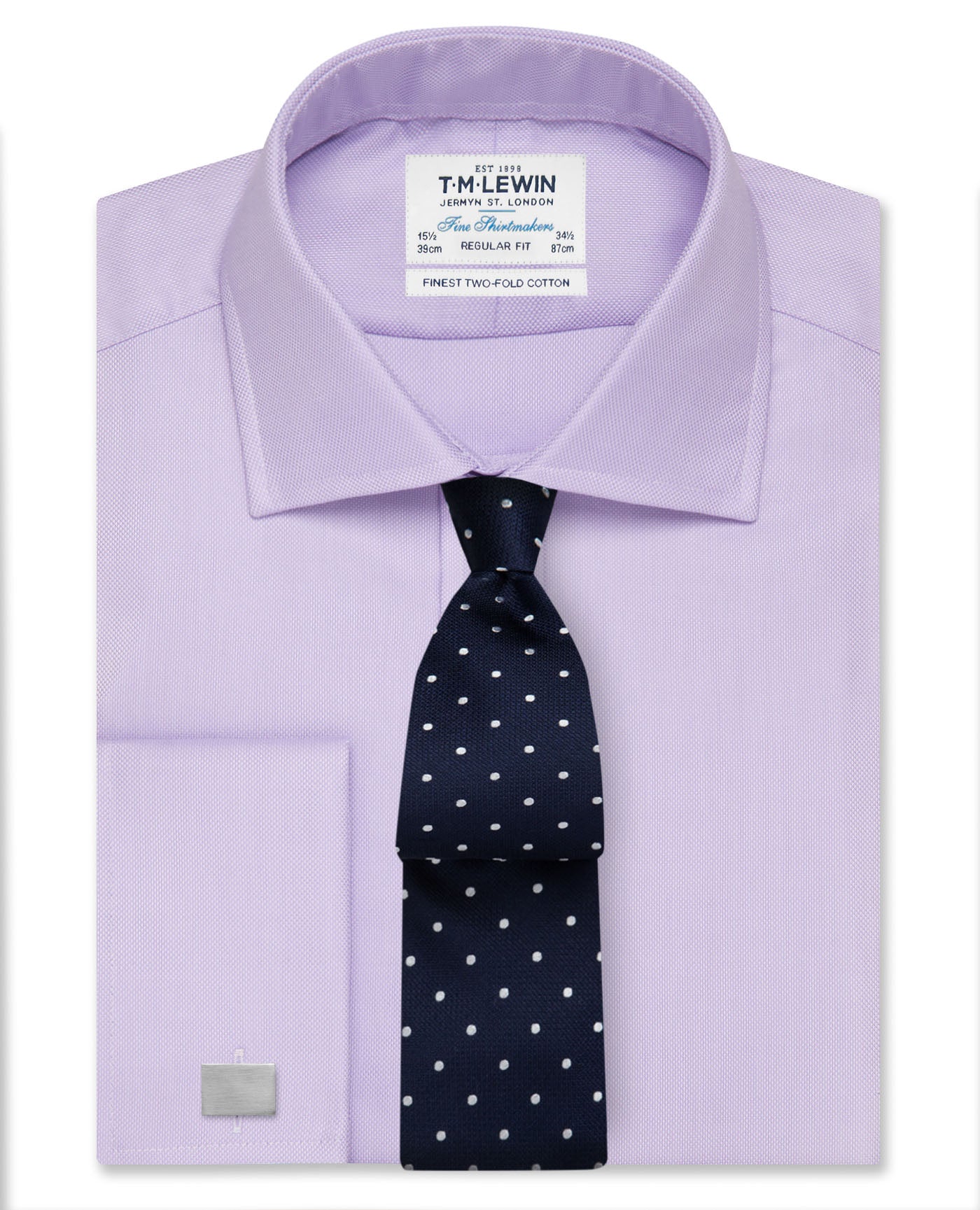 Image 1 of Lilac Oxford Regular Fit Double Cuff Classic Collar Shirt