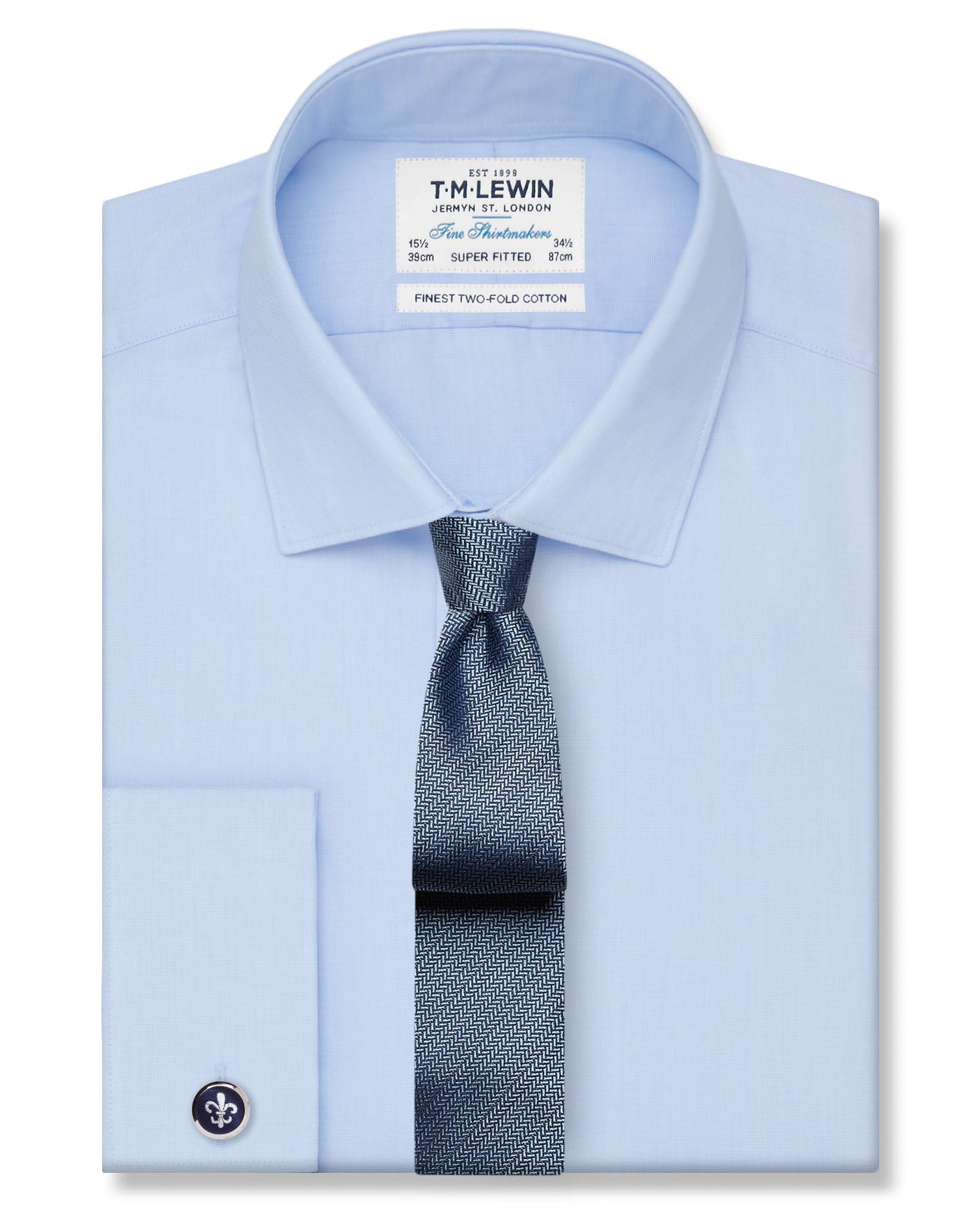 Image 1 of Light Blue Super Fitted Double Cuff Classic Collar Shirt