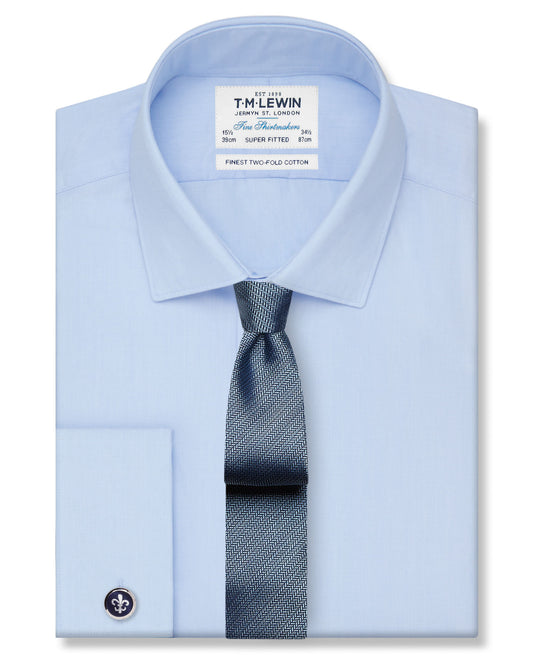 Image 1 of Light Blue Super Fitted Double Cuff Classic Collar Shirt