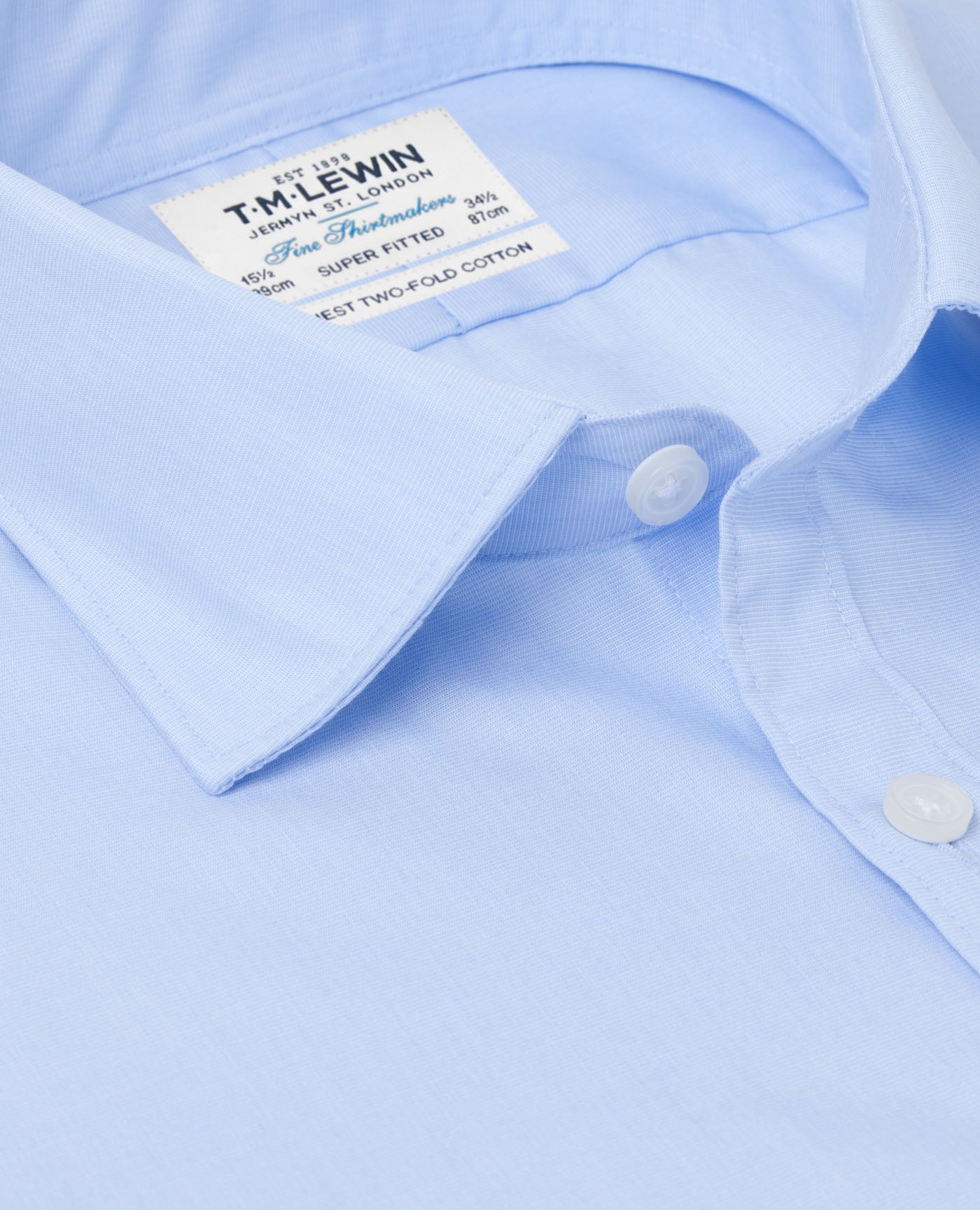 Image 2 of Light Blue Super Fitted Double Cuff Classic Collar Shirt