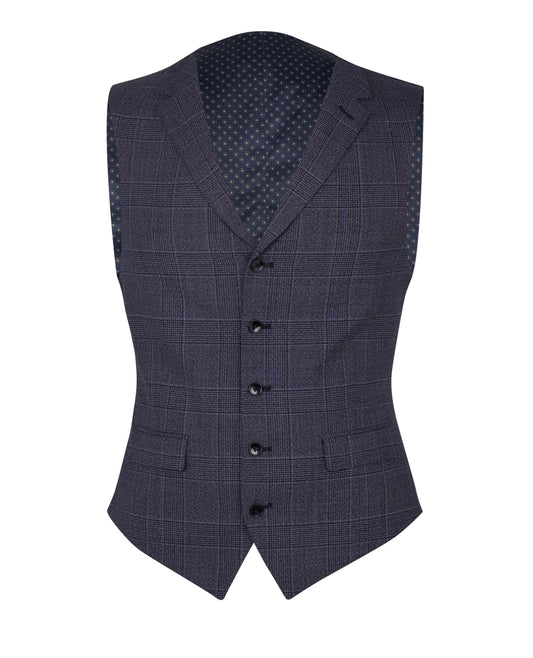 Image 1 of Parsons Designed in Biella Slim Fit Blue Bold Check Waistcoat