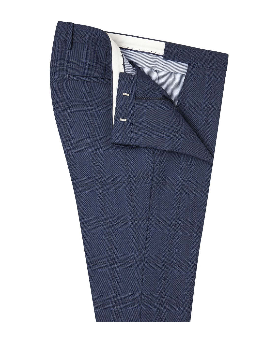 Image 1 of Roehampton Barberis Slim Fit Denim Blue Check Trousers