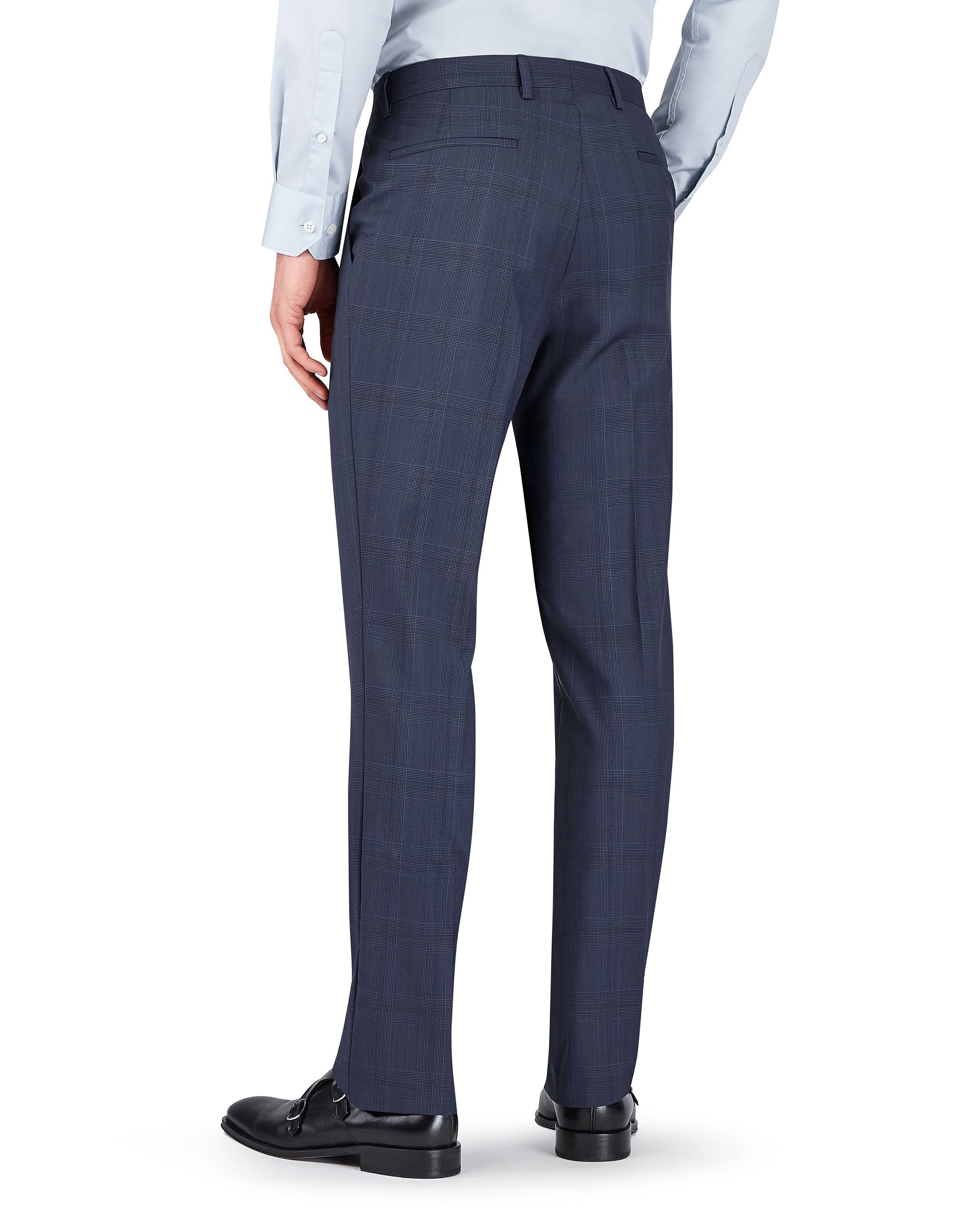 Image 3 of Roehampton Barberis Slim Fit Denim Blue Check Trousers