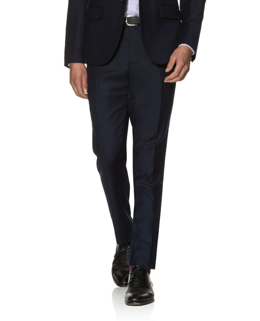Image 1 of Bradman Textured Flat Front Trousers Navy