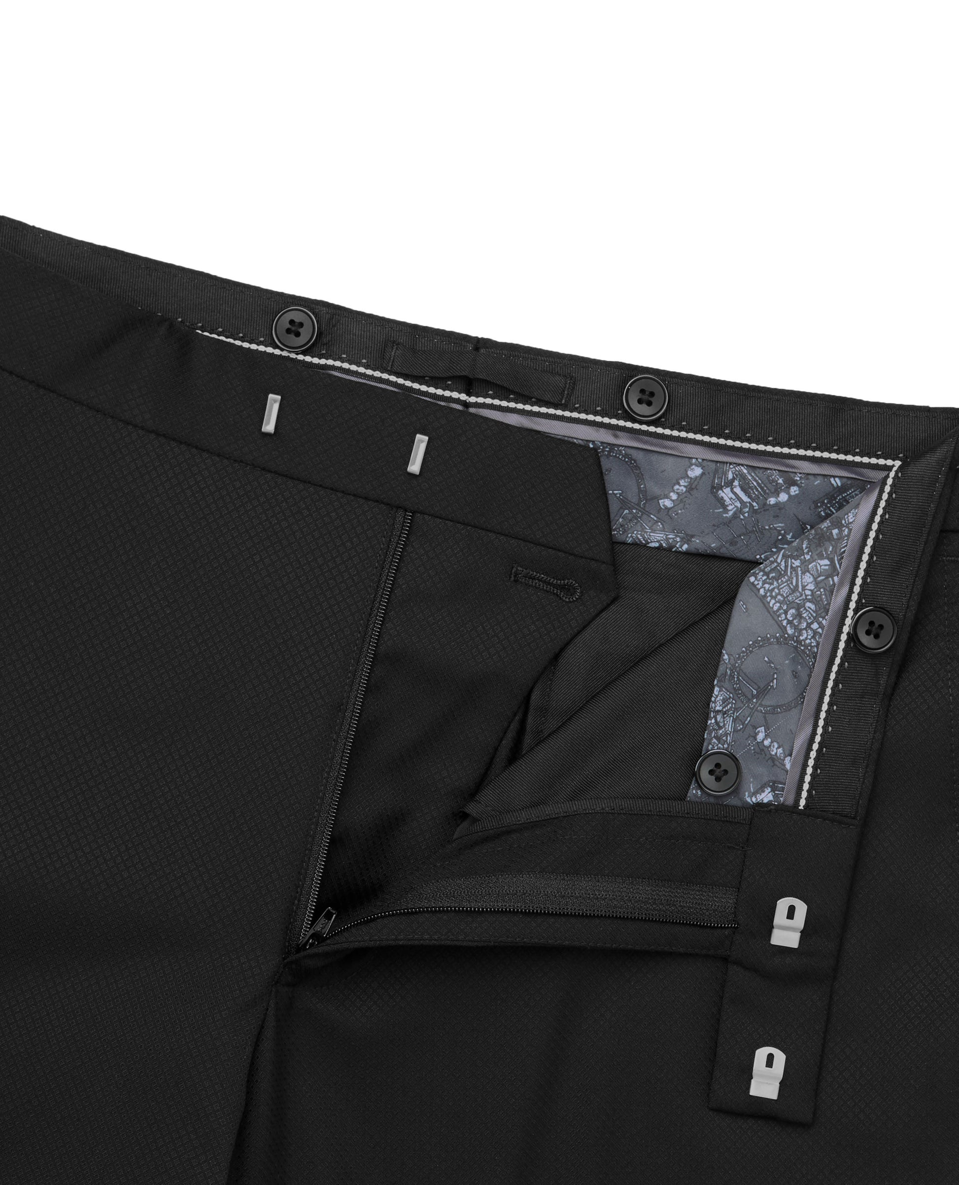 Image 3 of Lowry Barberis Slim Fit Black Textured Trousers