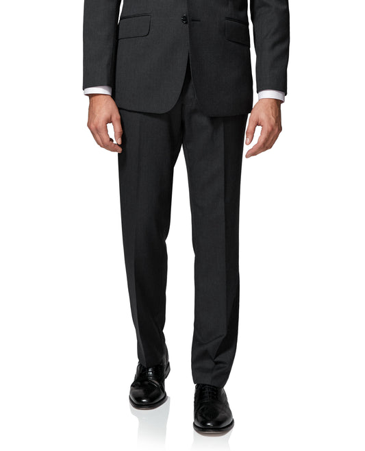 Image 7 of Middleton Regular Fit Flat Front Charcoal Twill Trousers