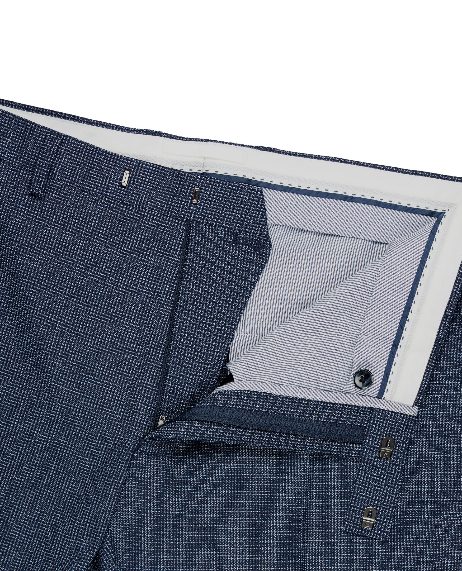 Image 3 of Turner Designed in Biella Slim Fit Navy Semi Plain Trousers