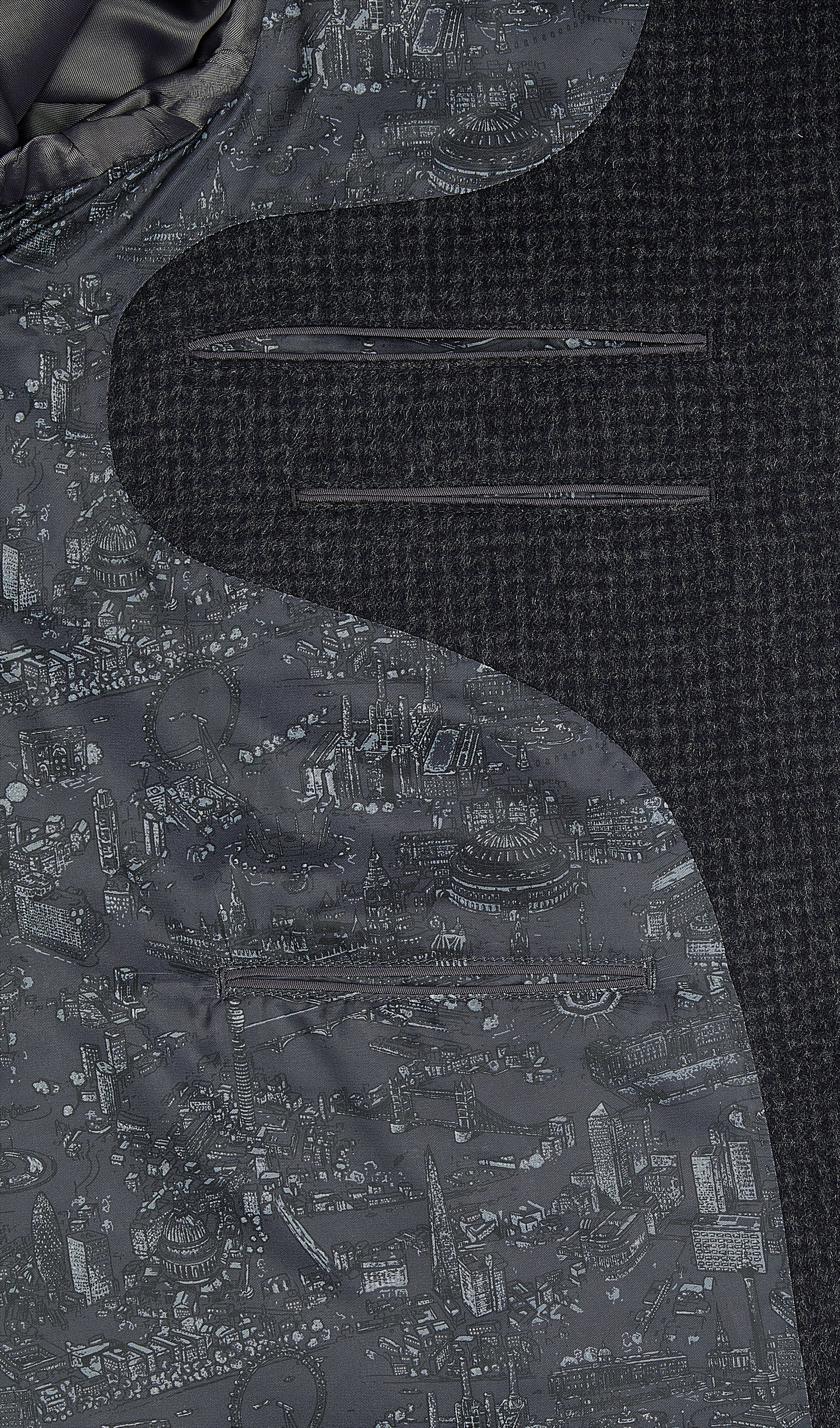 Image 2 of Canning Slim Fit Overcoat in Charcoal Puppytooth